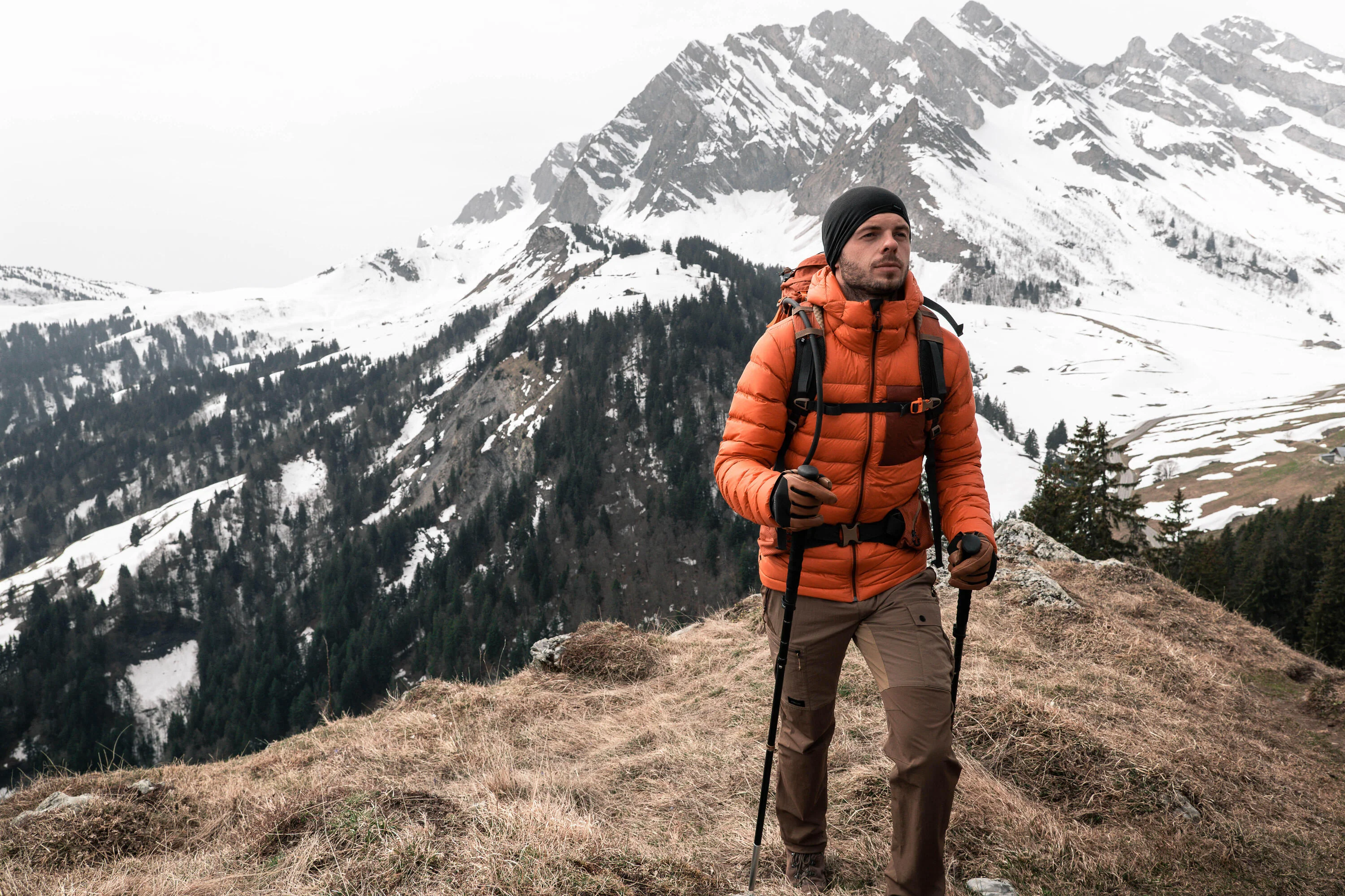 Forclaz Men's mountain and Backpacking padded and hooded jacket - MT500 14°F