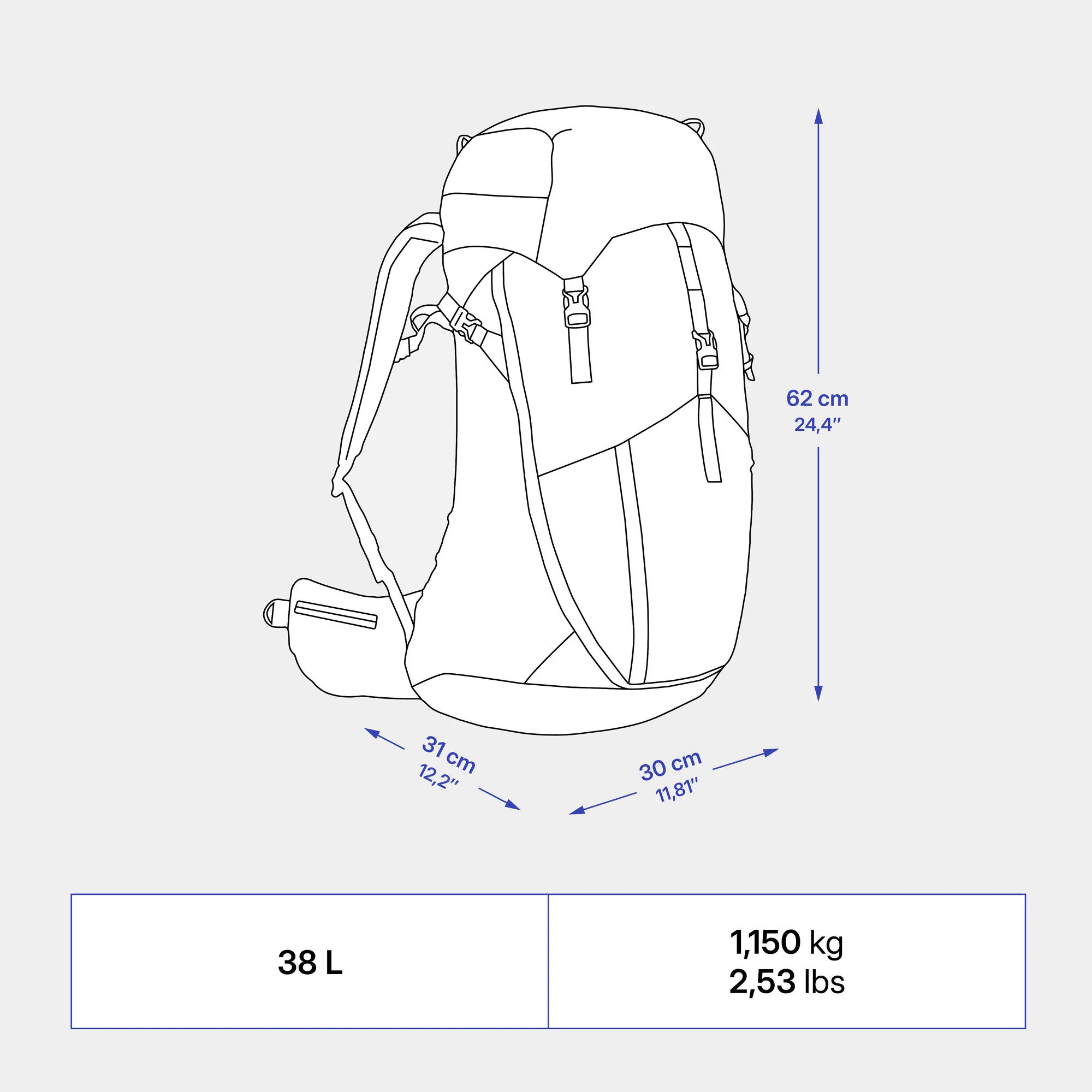Quechua MH500 38 L Hiking Backpack