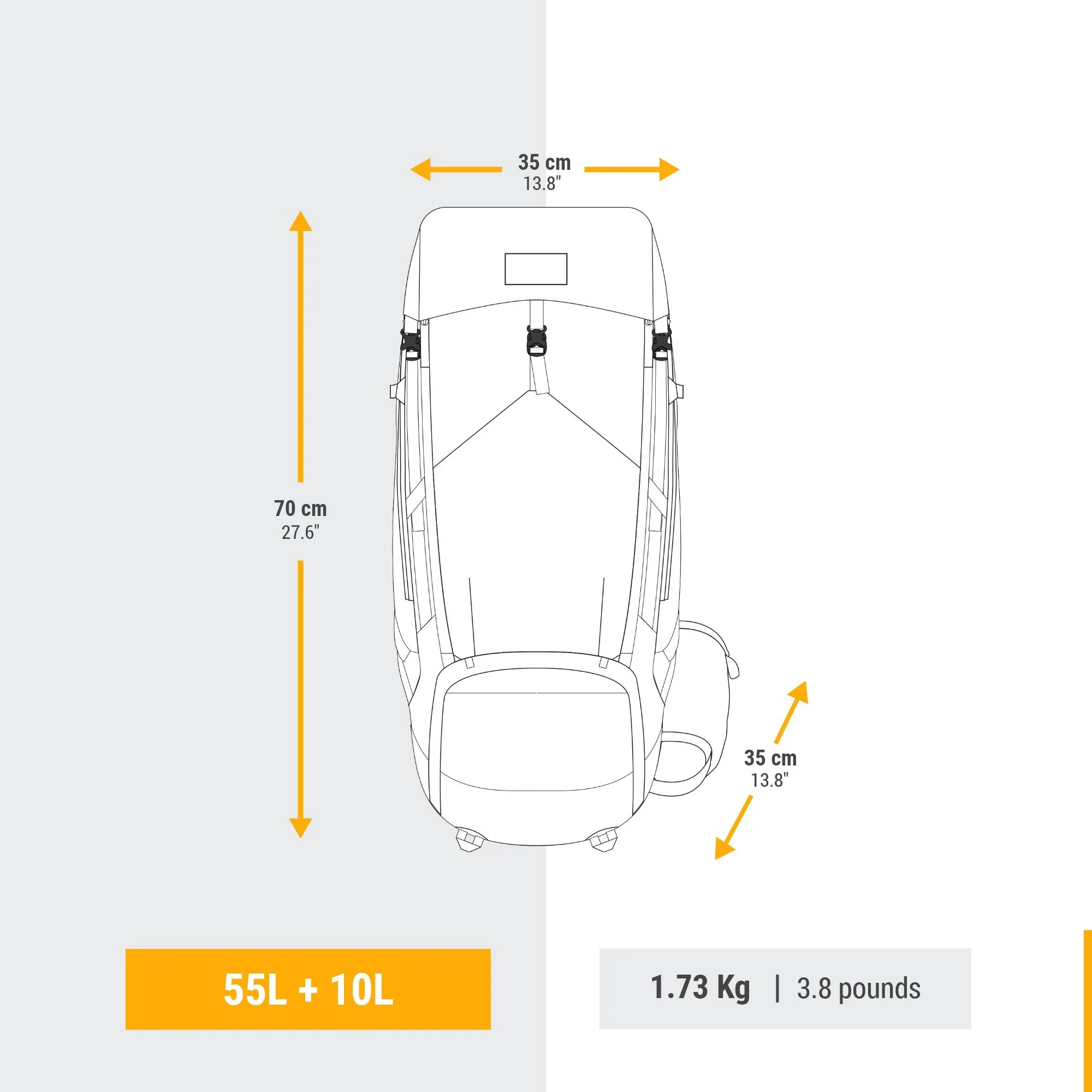 Simond Women's MT500 AIR 55+10L Backpacking Pack