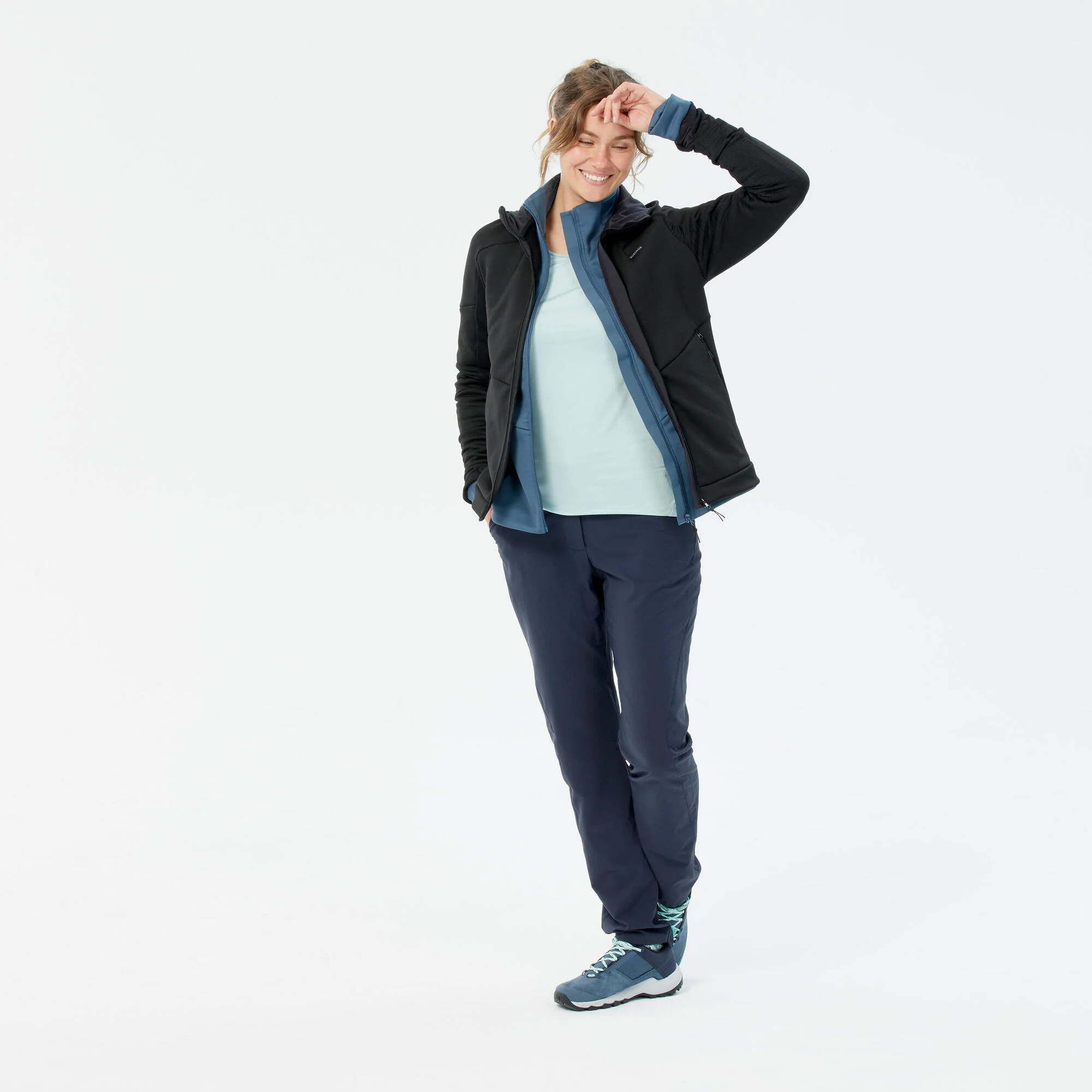 Women's Hiking Fleece Jacket - MH520 Hood