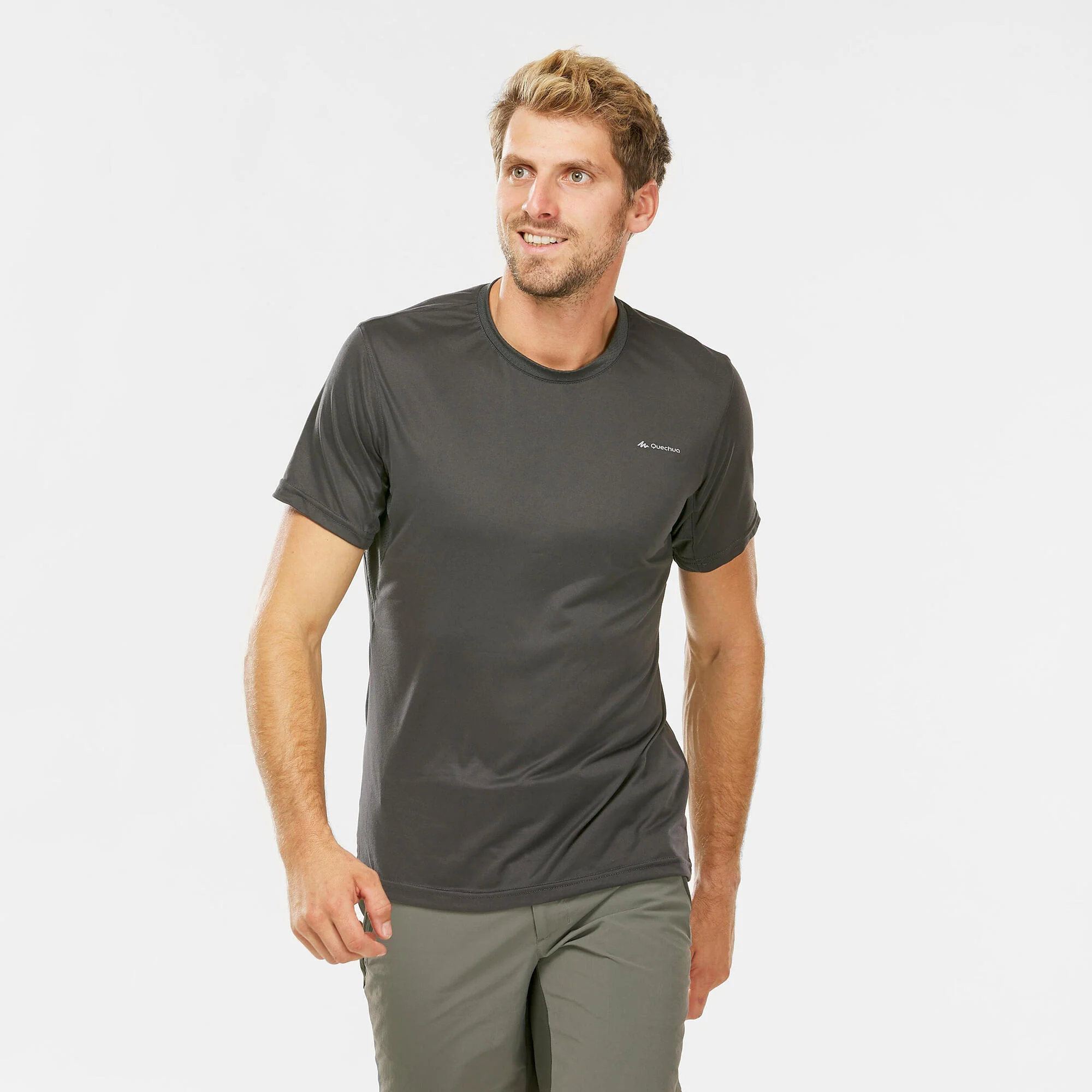 Quechua Men's Hiking Synthetic Short-Sleeved T-Shirt MH100