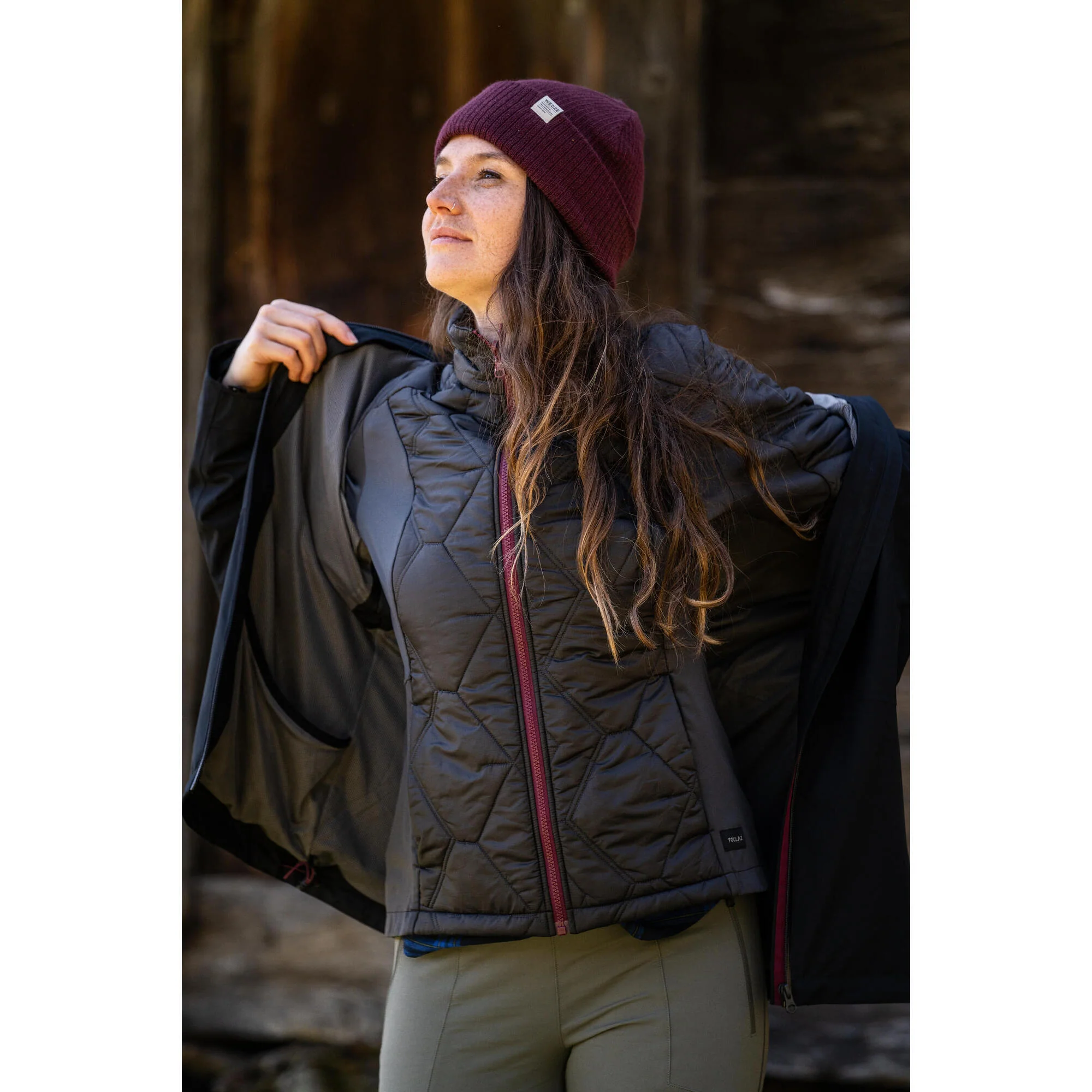 Forclaz Women's Travel Backpacking Waterproof 3-in-1 Jacket Travel 500 17.6°F