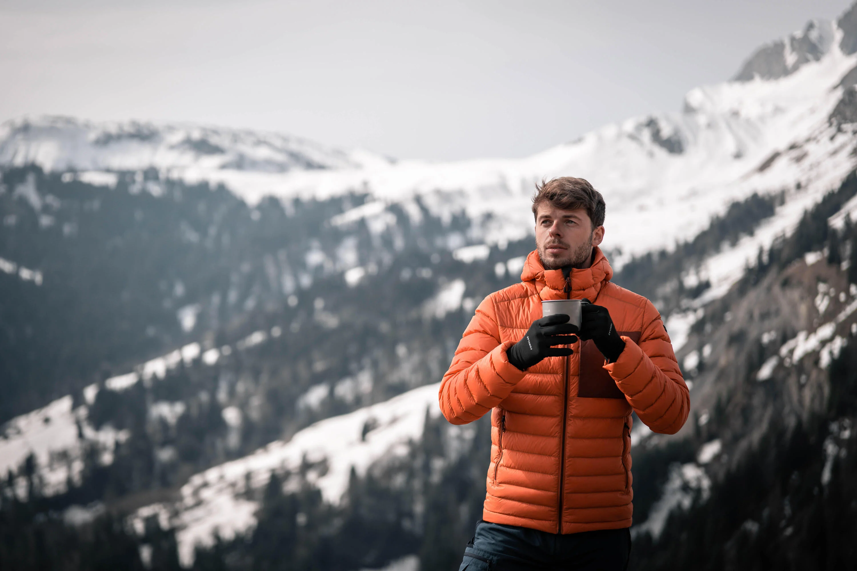 Forclaz Men's mountain and Backpacking padded and hooded jacket - MT500 14°F