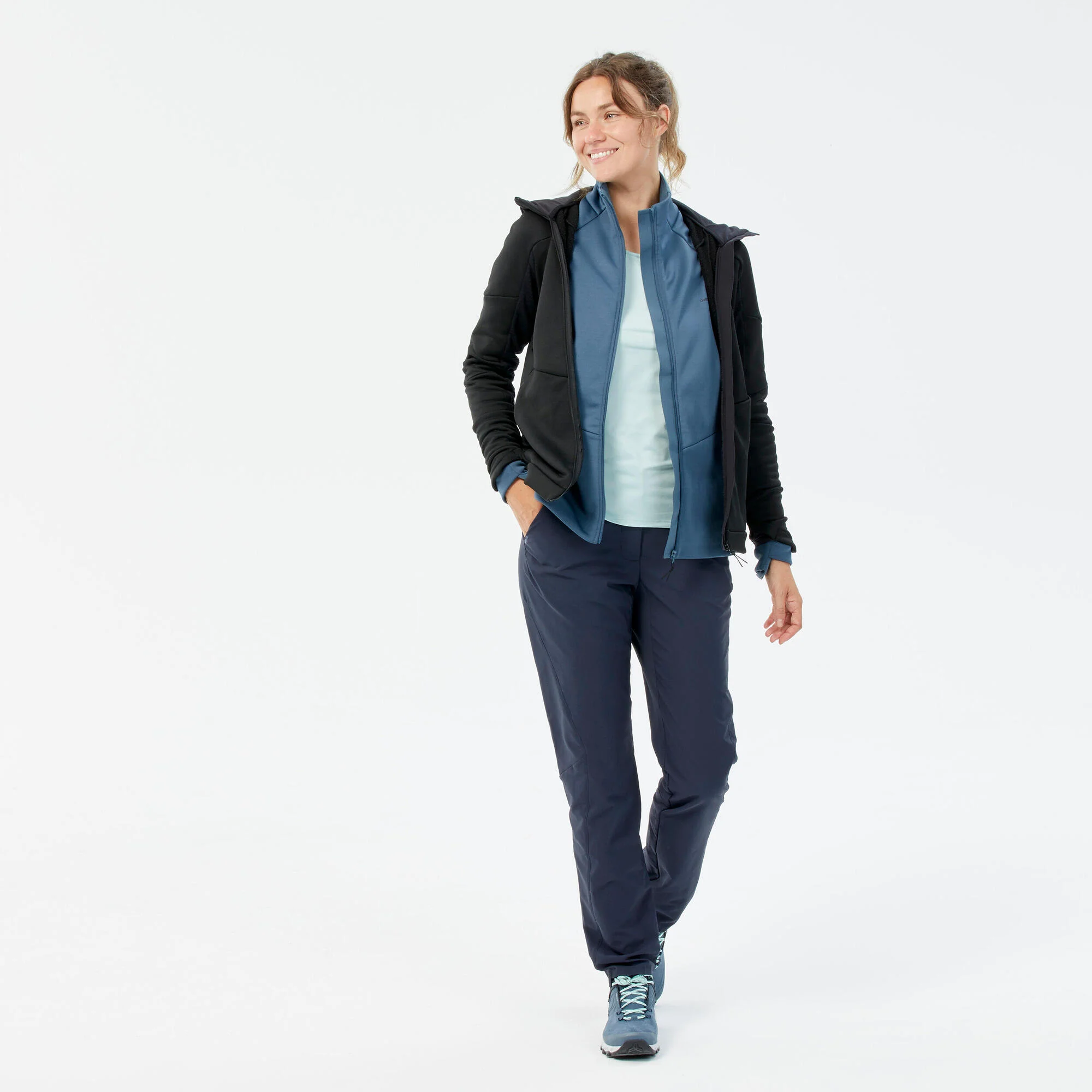 Women's Hiking Fleece Jacket - MH520 Hood