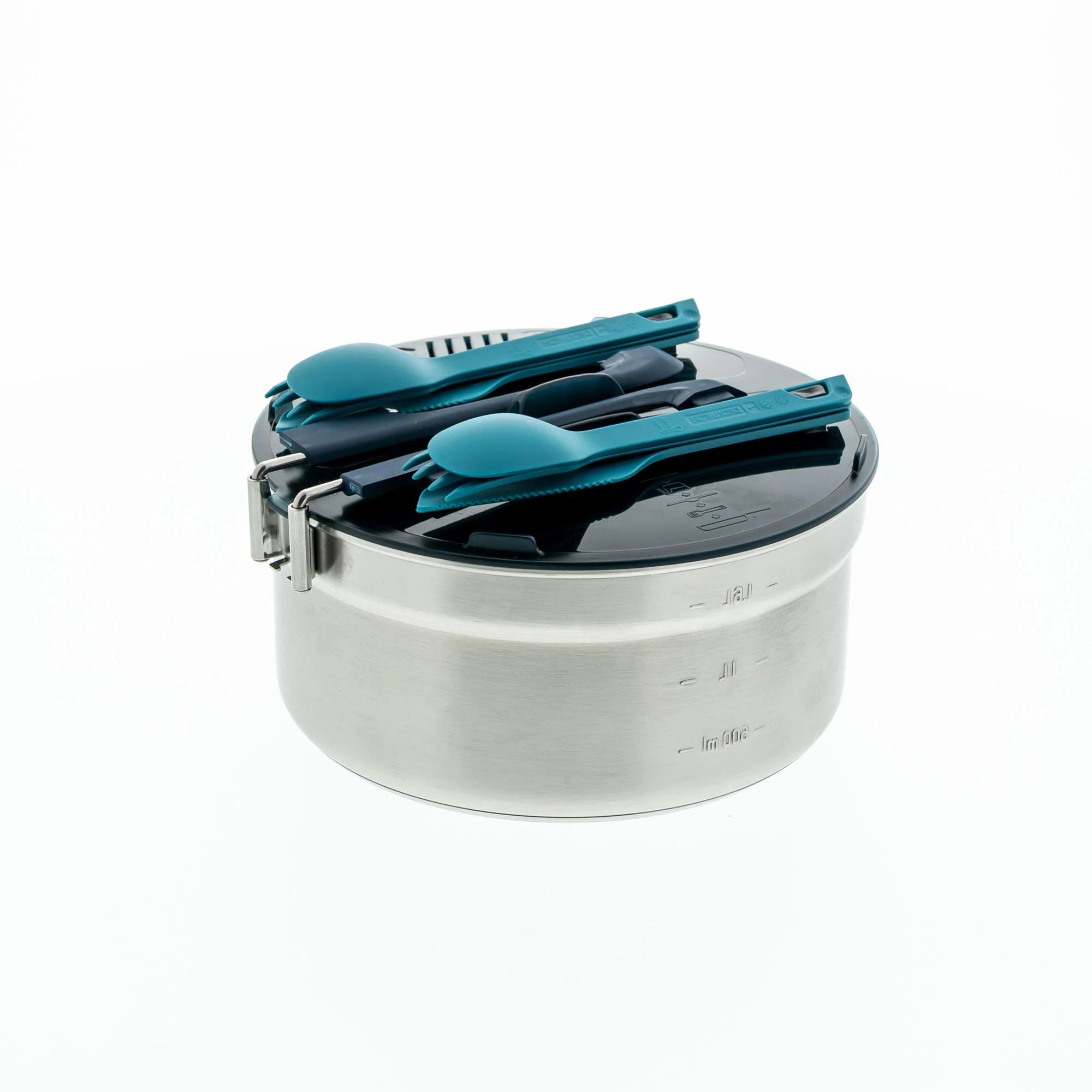 Quechua 500 Stainless Steel Non-Stick Camping Cookset – 15-Piece for 2 People