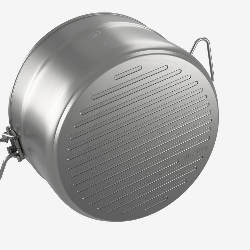 Quechua 500 Stainless Steel Nonstick Camping Cookset – 25-Piece for 4 People