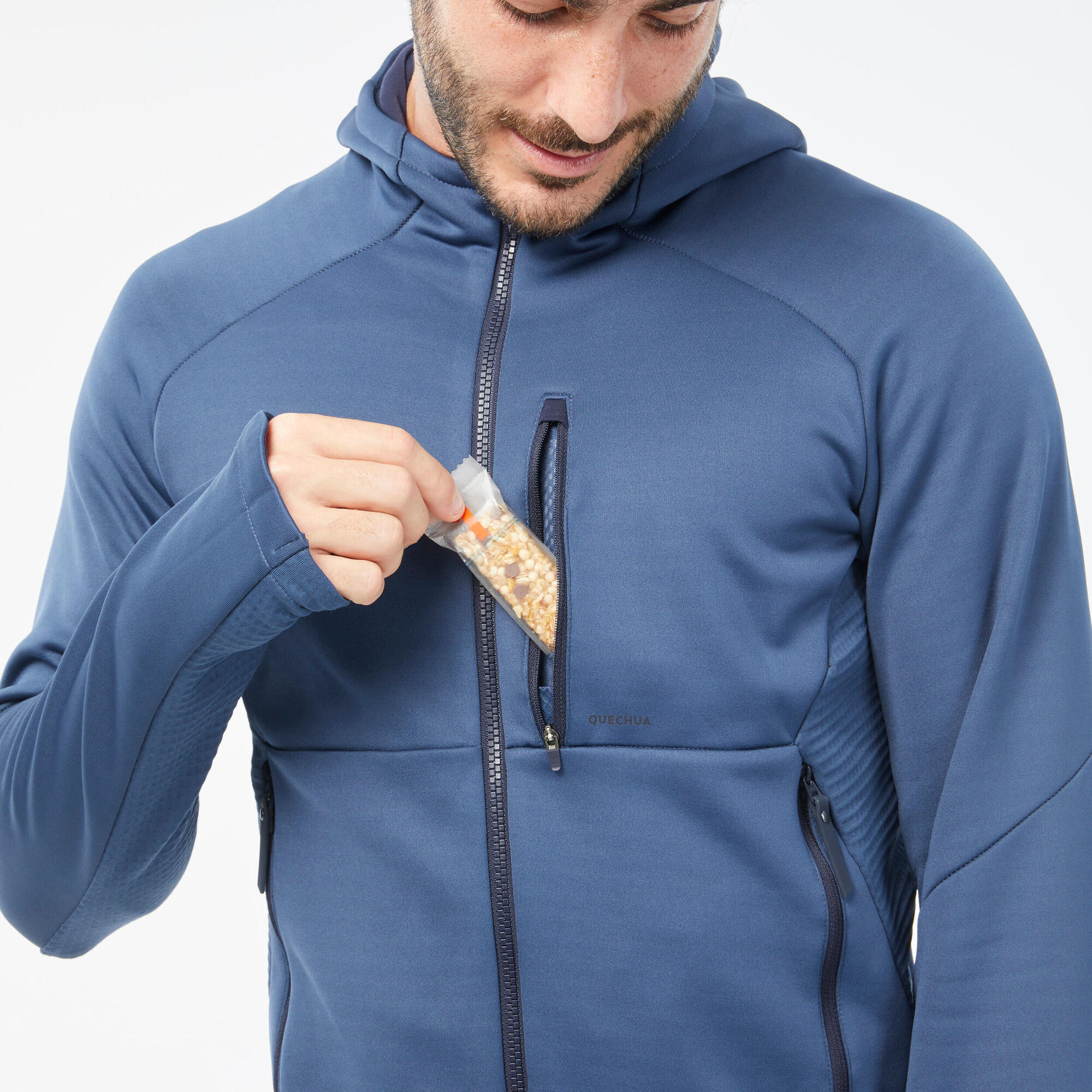 Quechua Men's MH520 Hood Hiking Fleece Jacket