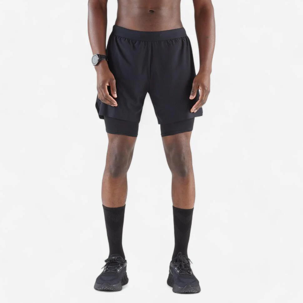 Kiprun Men's Run 500 2-in-1 Compression Running Shorts