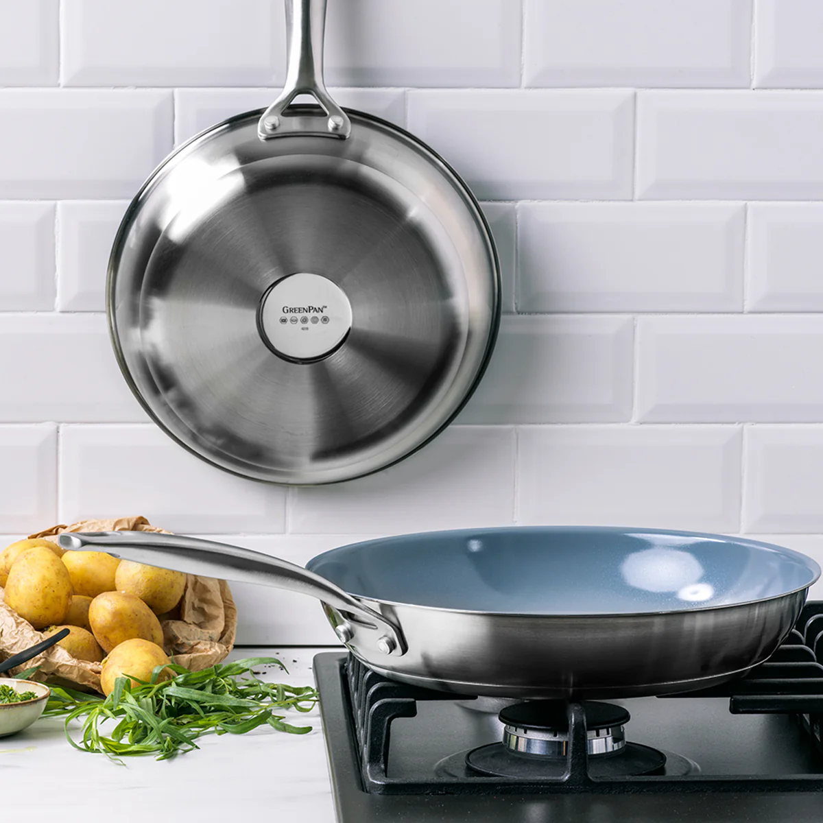 Treviso Ceramic Nonstick Stainless Steel 9.5 and 11 Frypan Set