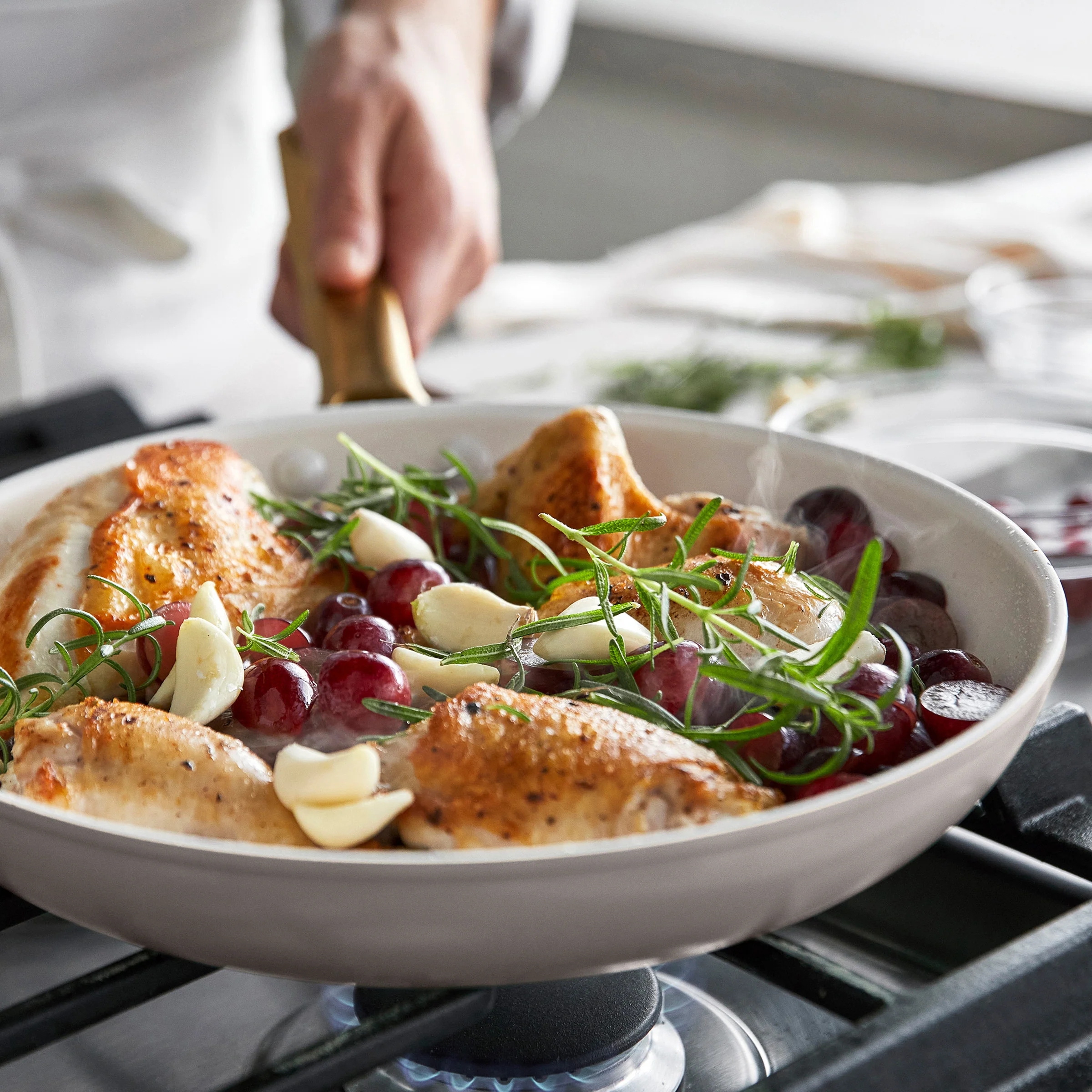 Reserve Pro Ceramic Nonstick 8, 10 and 12 Frypan Set | Oyster