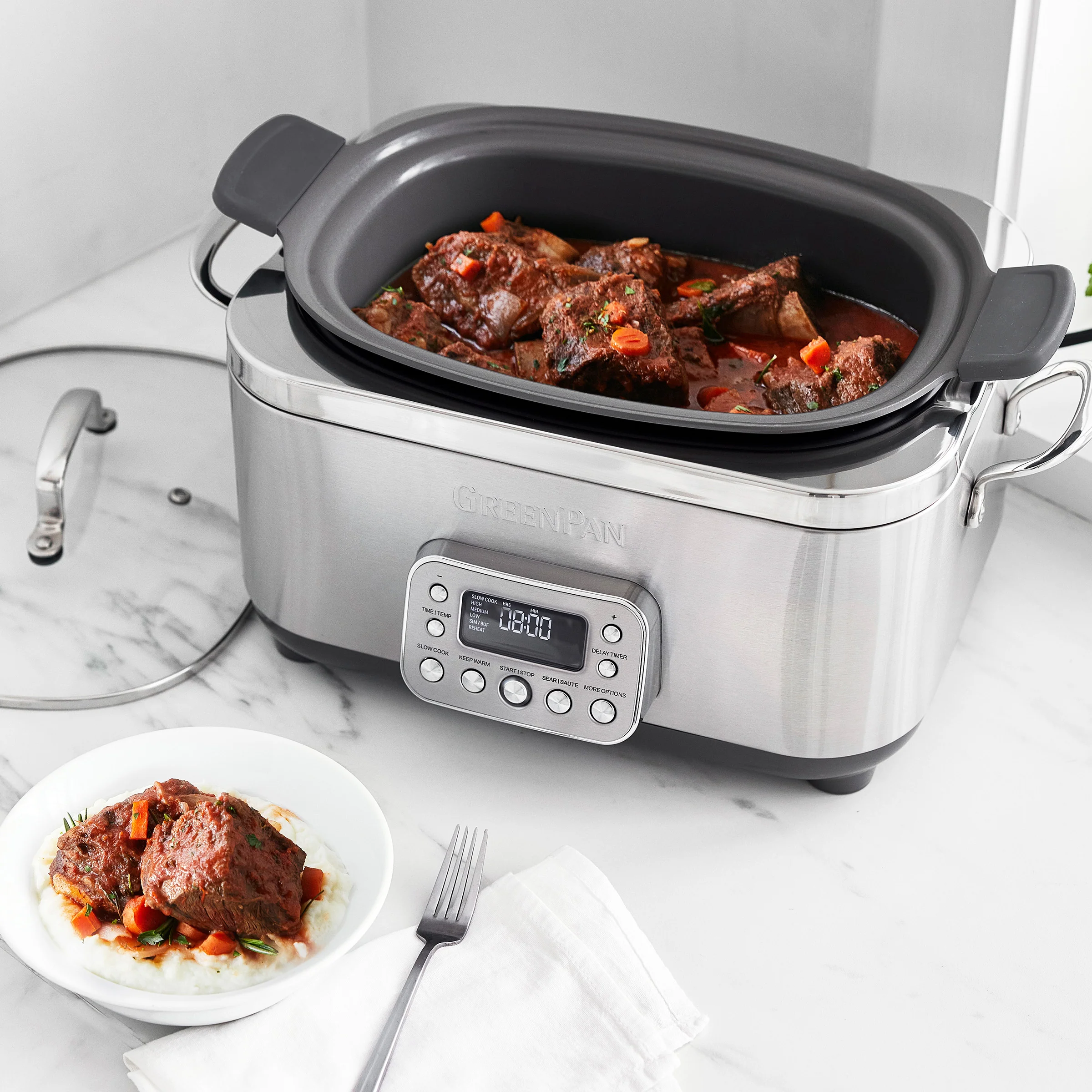 Elite 14-in-1 6-Quart Slow Cooker | Premiere Stainless Steel
