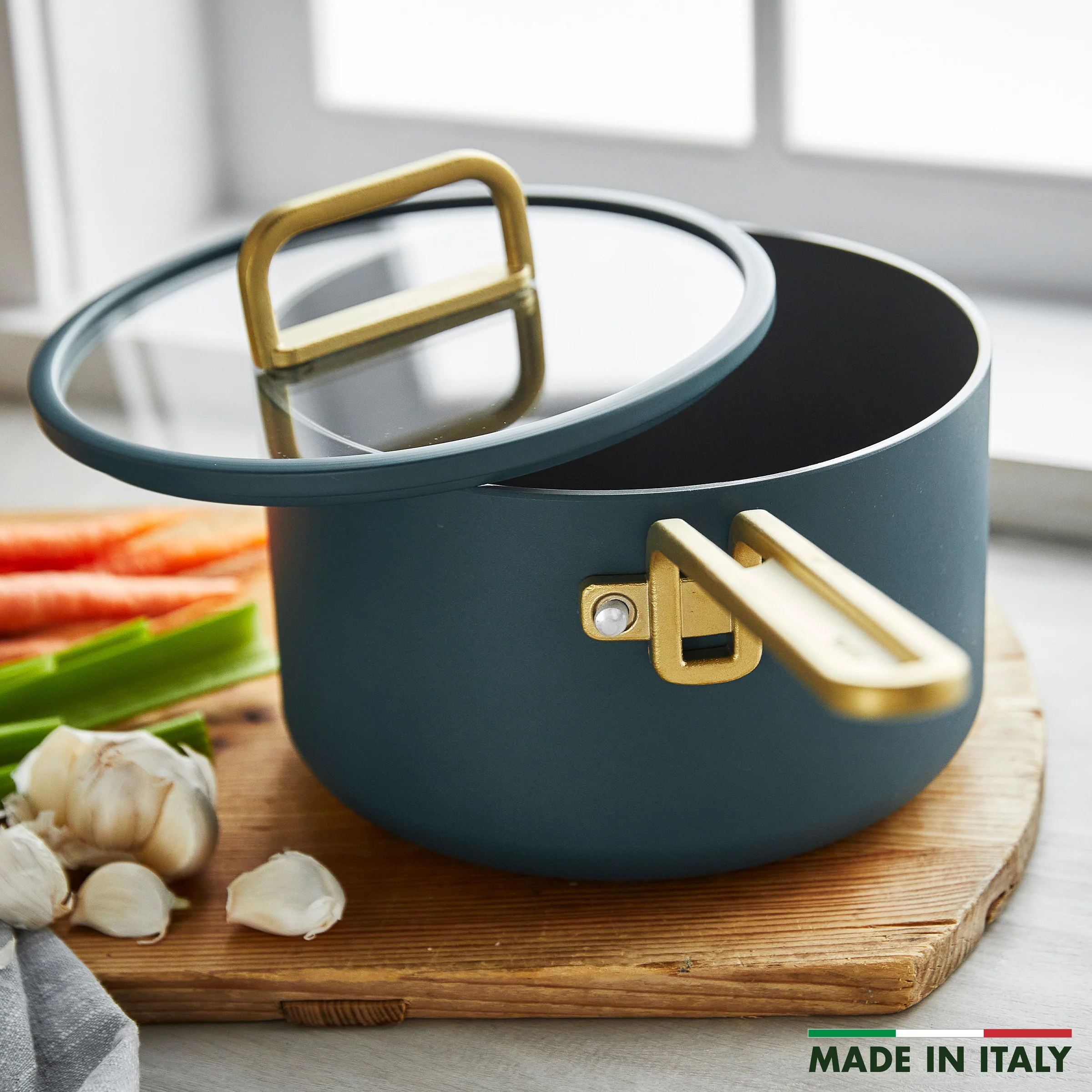 Stanley Tucci™ Ceramic Nonstick 4-Piece Saucepan Set | Venetian Teal
