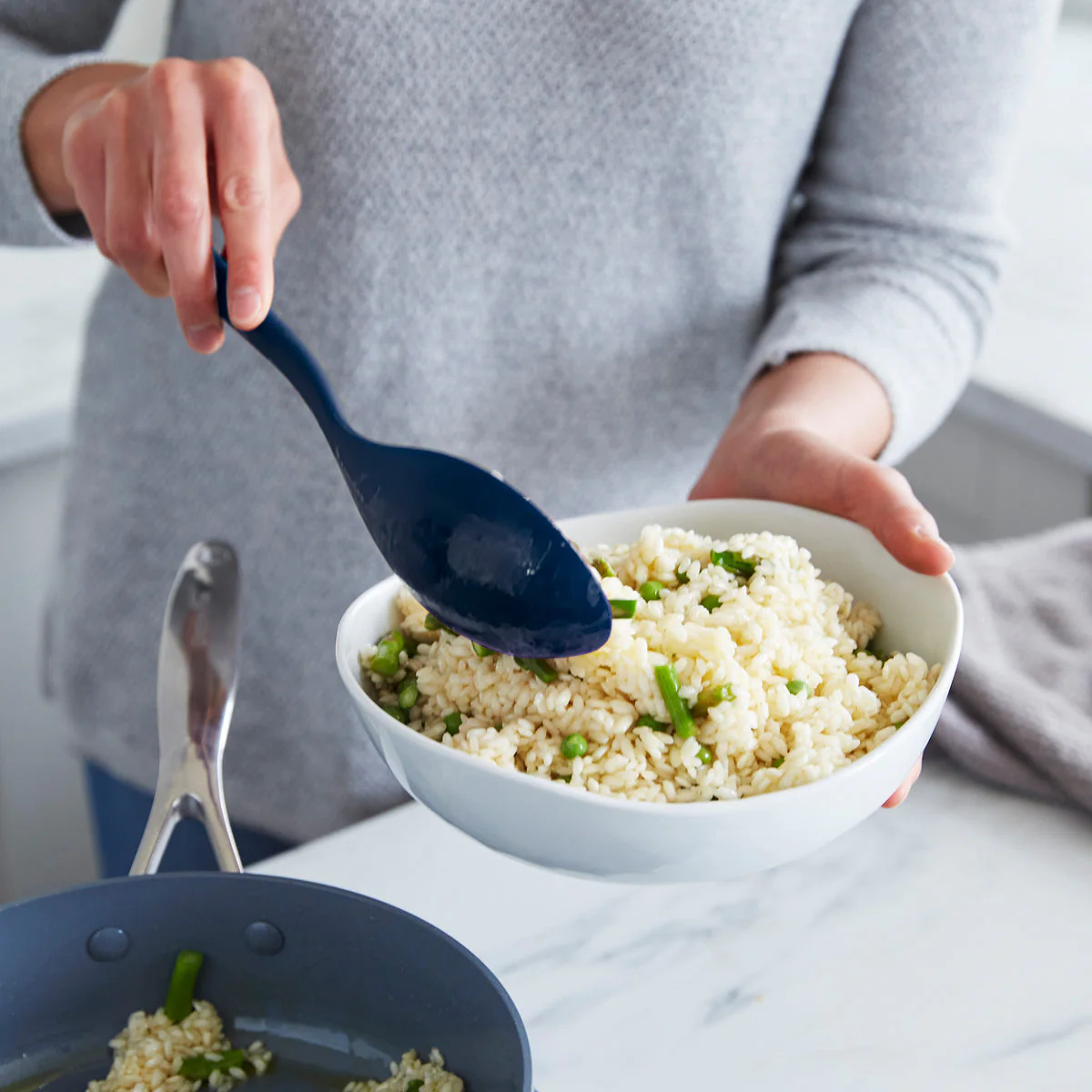 Platinum Silicone Solid Spoon | Navy