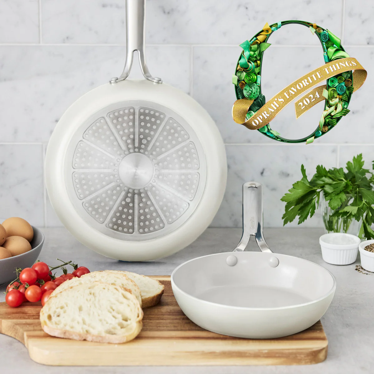 Nova Ceramic Nonstick 8 and 10 Frypan Set | Cream