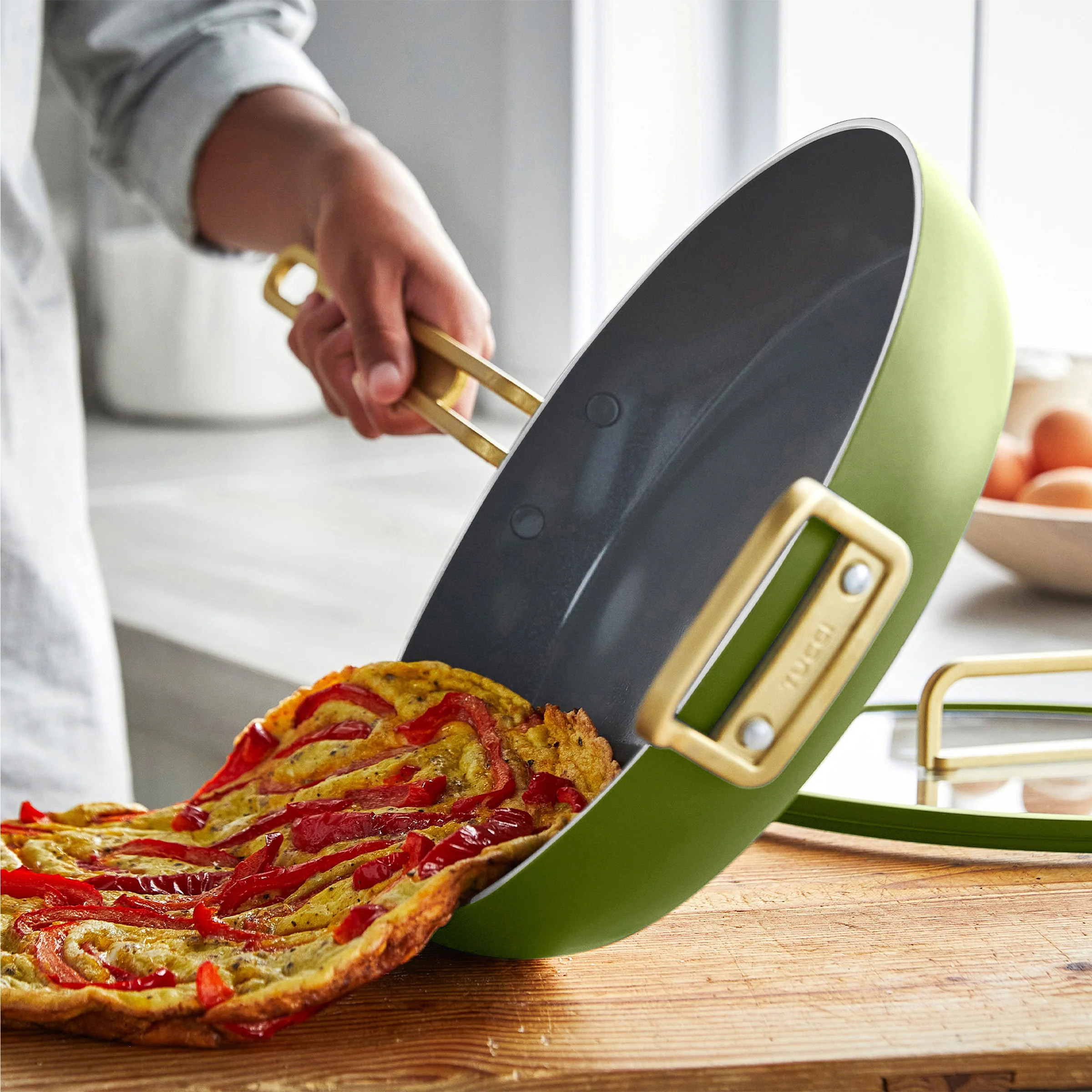 Stanley Tucci™ Ceramic Nonstick 12 Frypan with Lid | Tuscan Olive