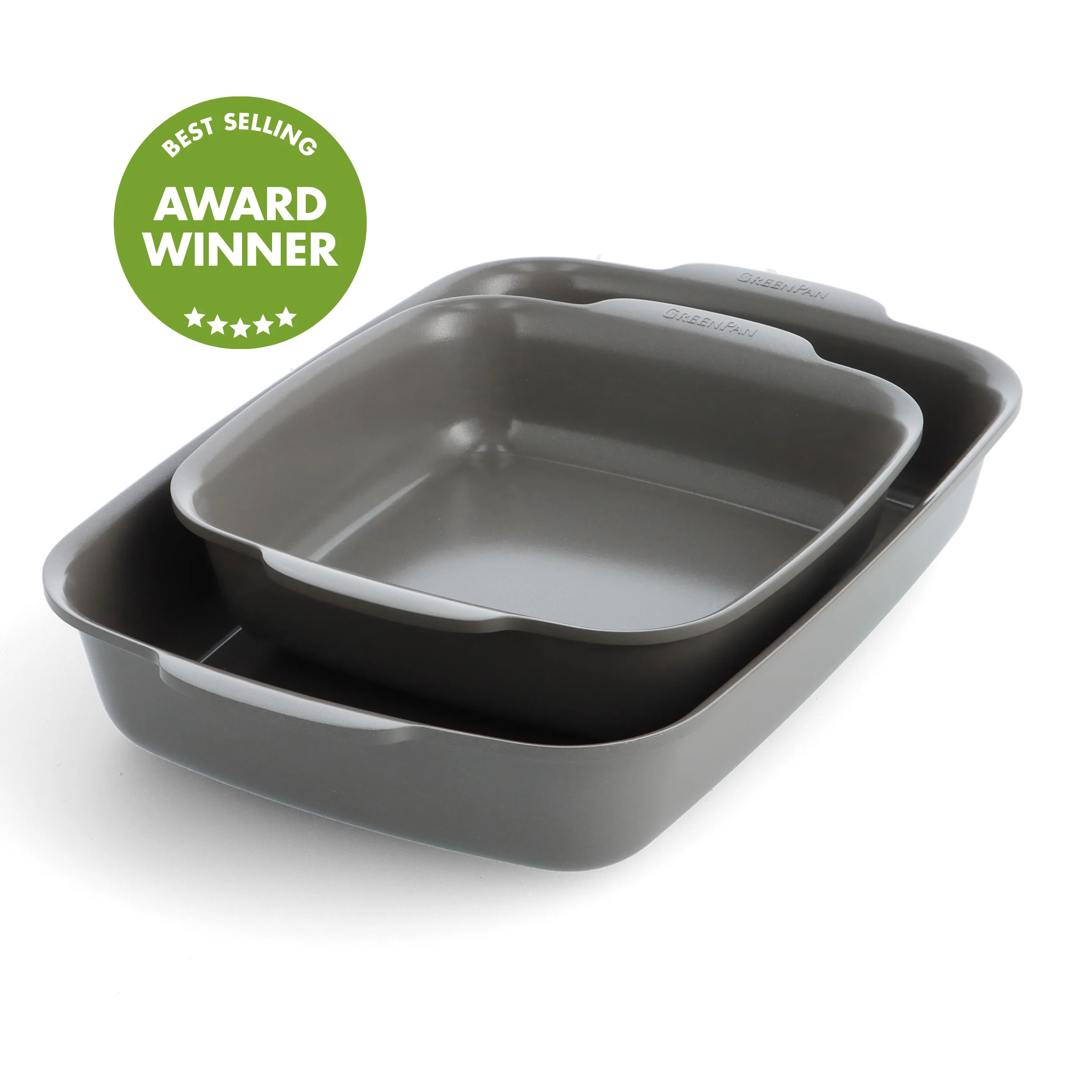Premiere Ovenware Ceramic Nonstick 2-Piece Cake Pan Set | Gray