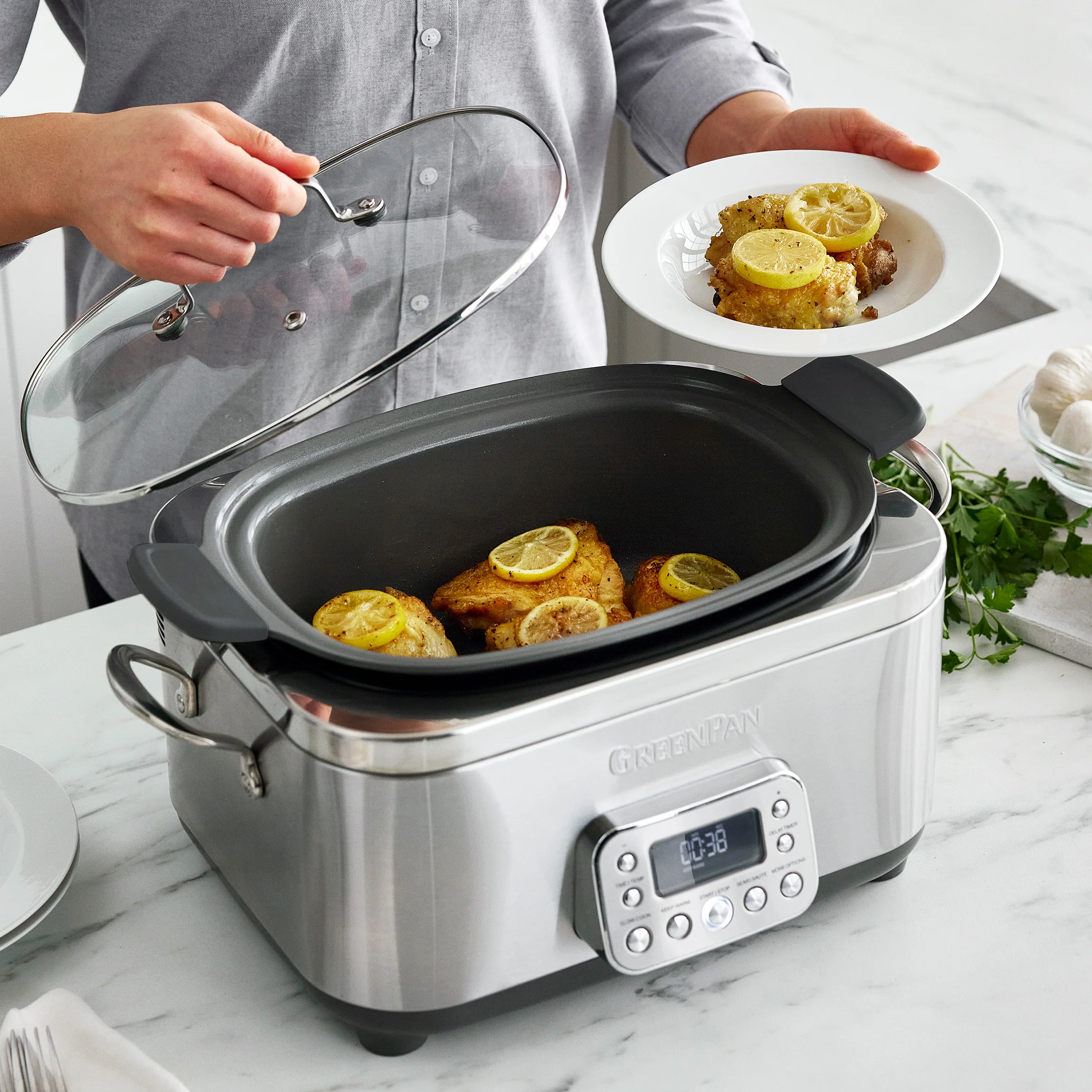 Elite 14-in-1 6-Quart Slow Cooker | Premiere Stainless Steel
