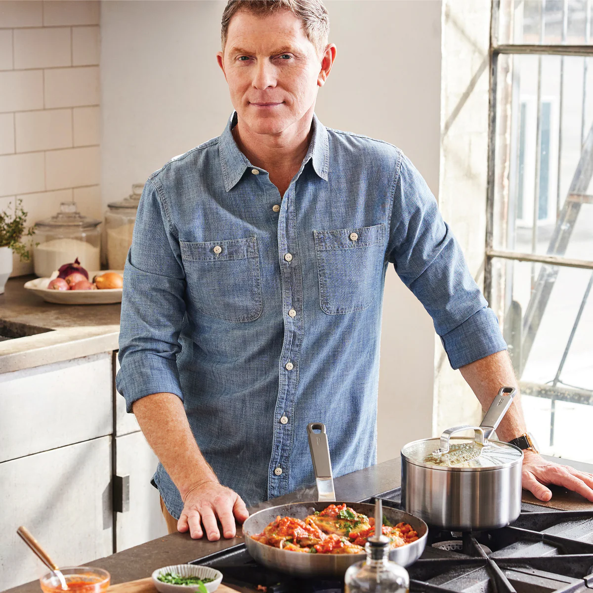 Bobby Flay by GreenPan PFAS-Free Nonstick Stainless Steel 8 and 10 Frypan Set