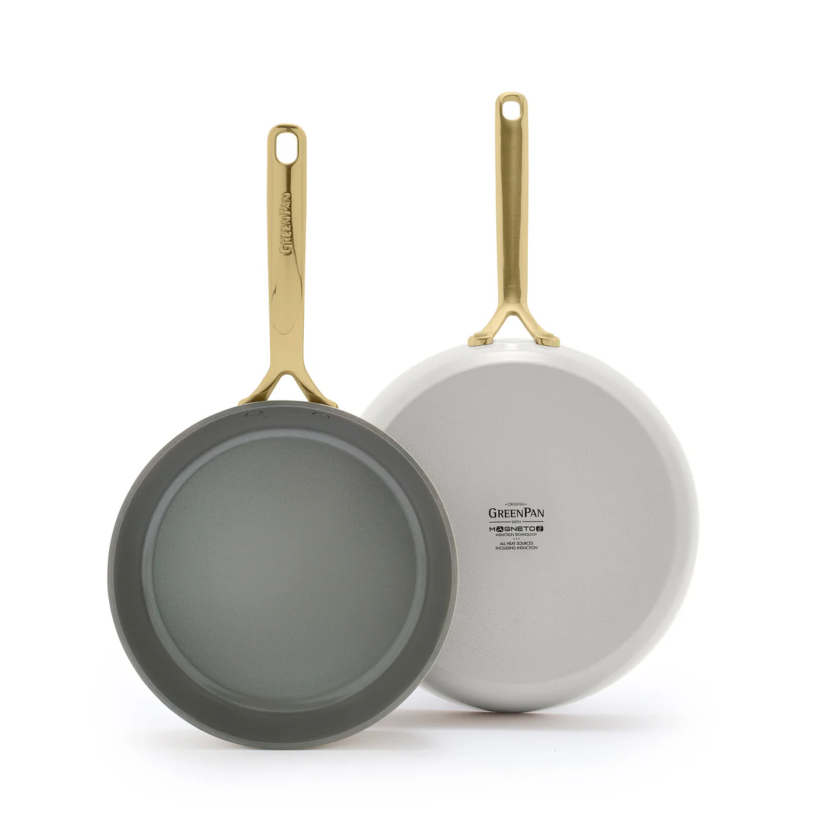 GP5 Colors Ceramic Nonstick 9.5 and 11 Frypan Set with Champagne Handles | Cloud Cream