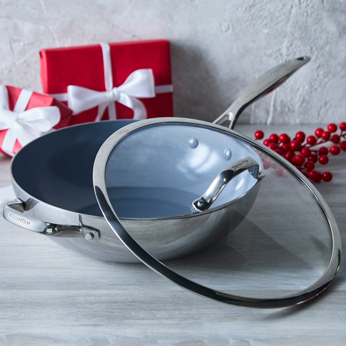 Valencia Pro Stainless Steel 12 Wok with Lid