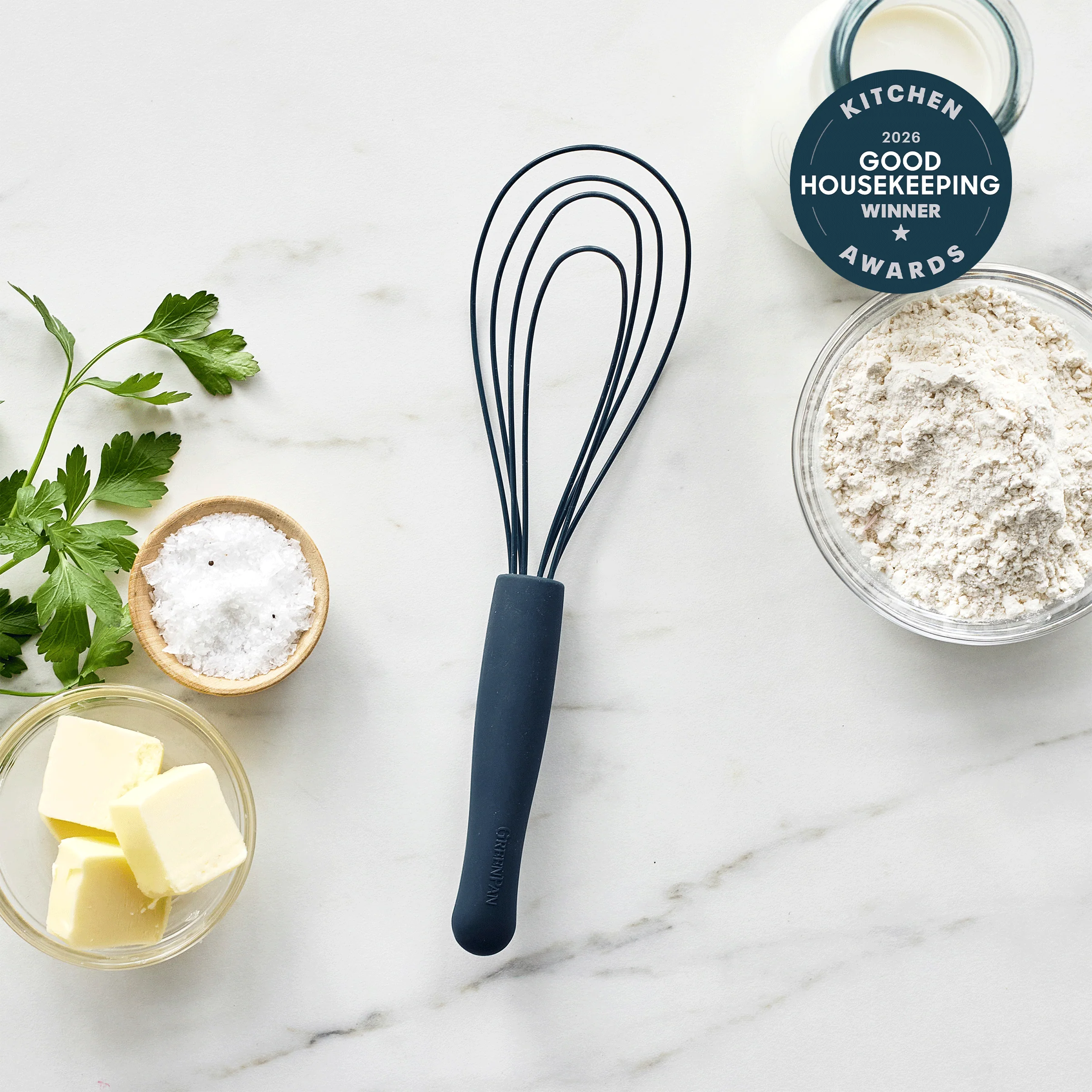Premiere Silicone Flat Whisk | Oxford Blue