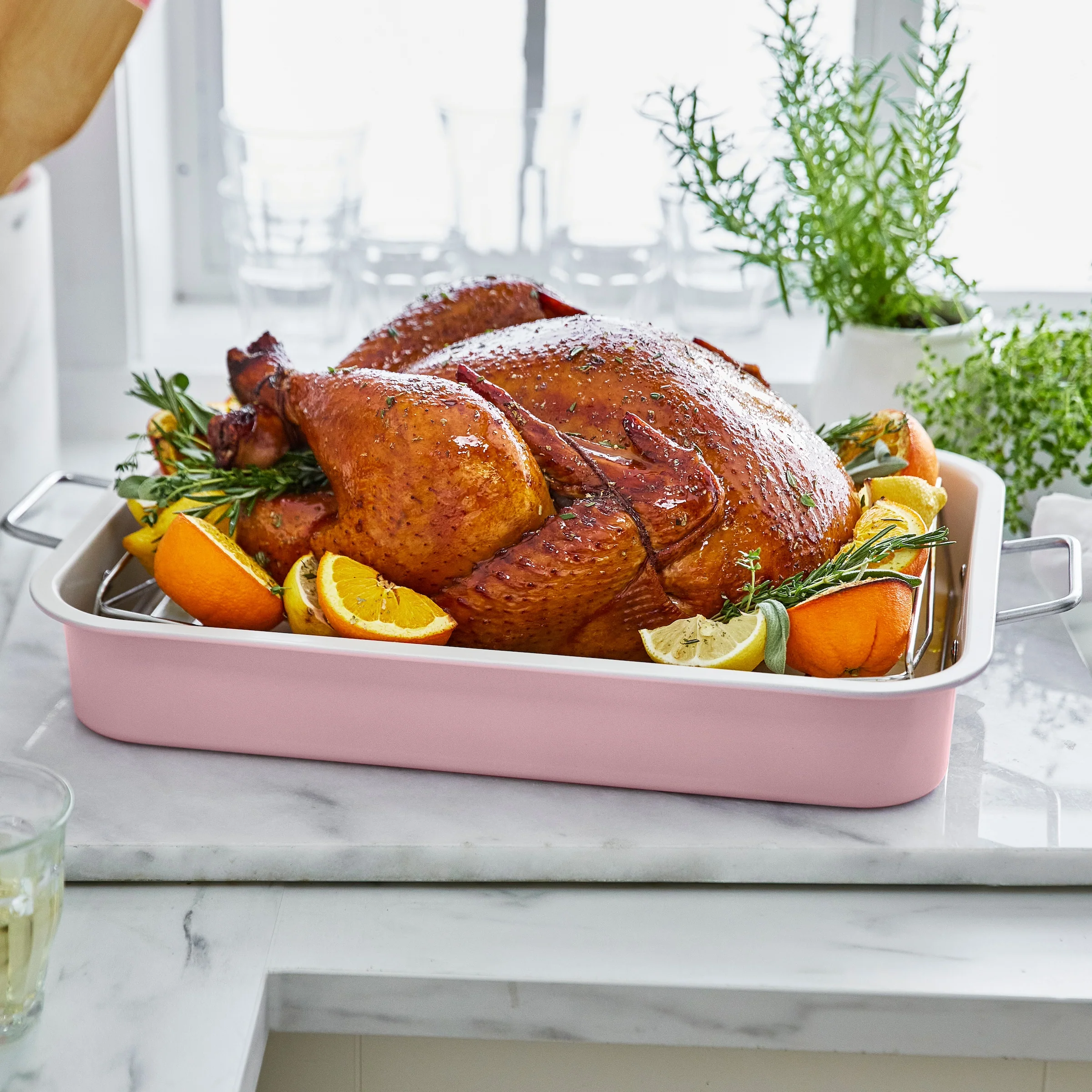 GreenLife Roaster With Stainless Steel Rack | Pink