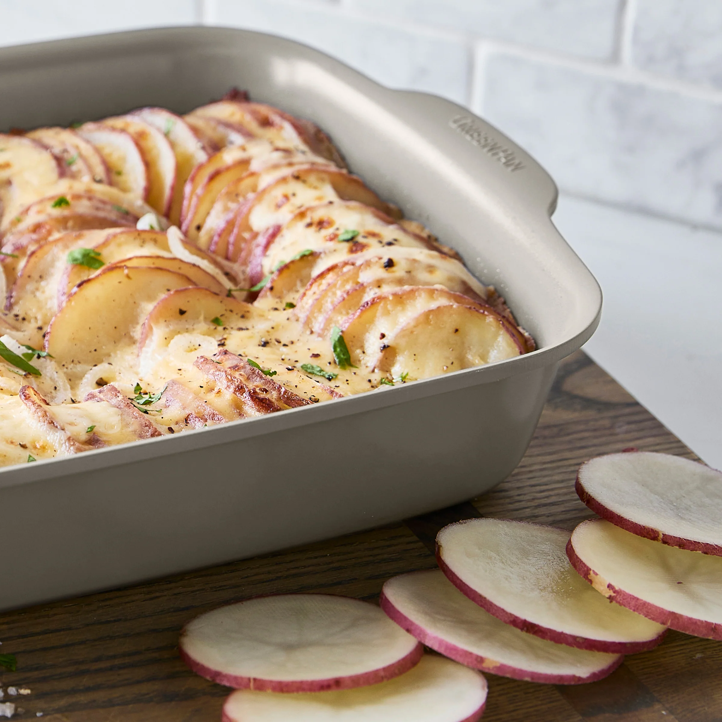 Premiere Ovenware Ceramic Nonstick 2-Piece Cake Pan Set | Taupe