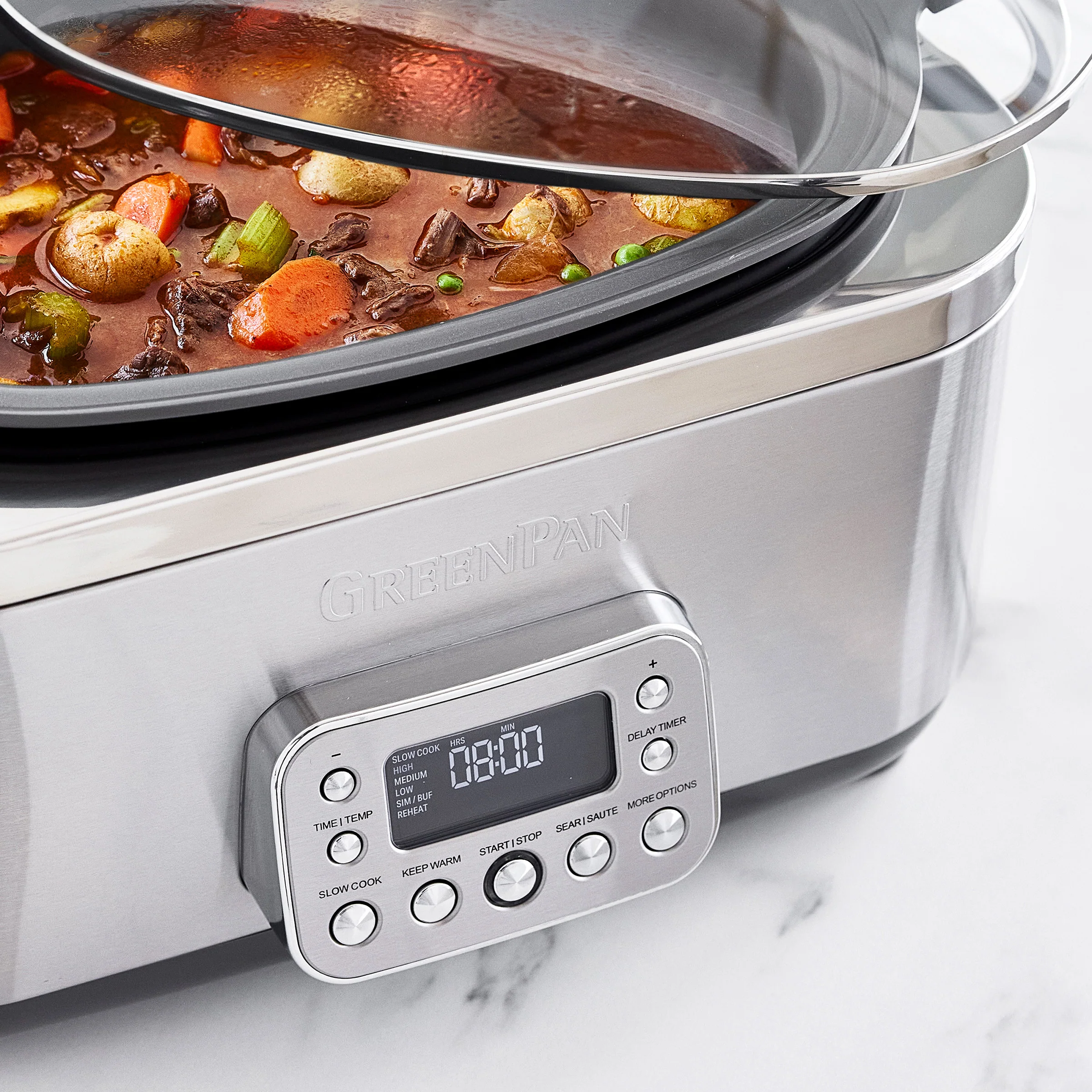 Elite 14-in-1 6-Quart Slow Cooker | Premiere Stainless Steel