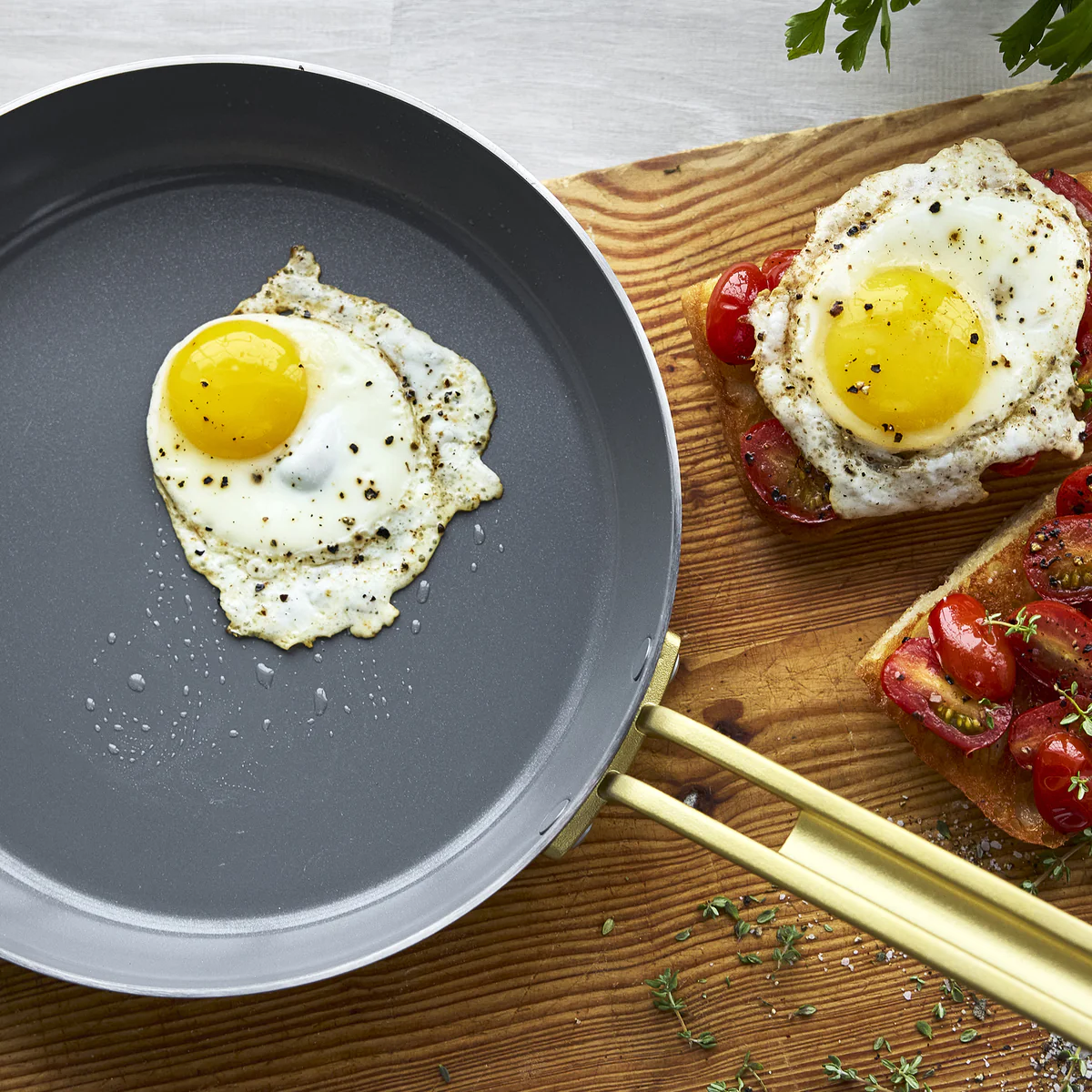 Stanley Tucci™ Stainless Steel Ceramic Nonstick 8 & 10 Frypan Set | Champagne Handles