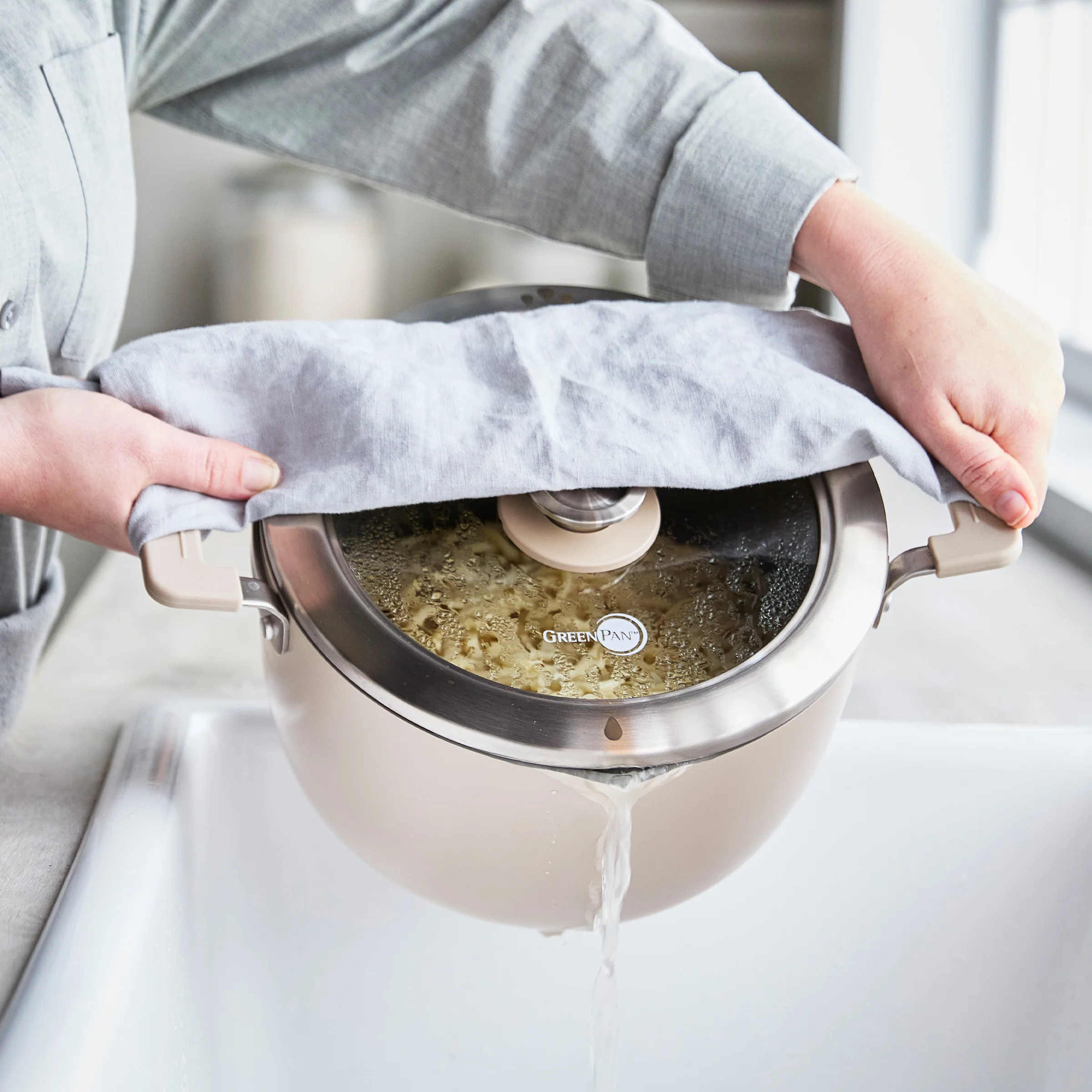 Space Saving Stack Ceramic Nonstick 11-Piece Cookware Set | Taupe