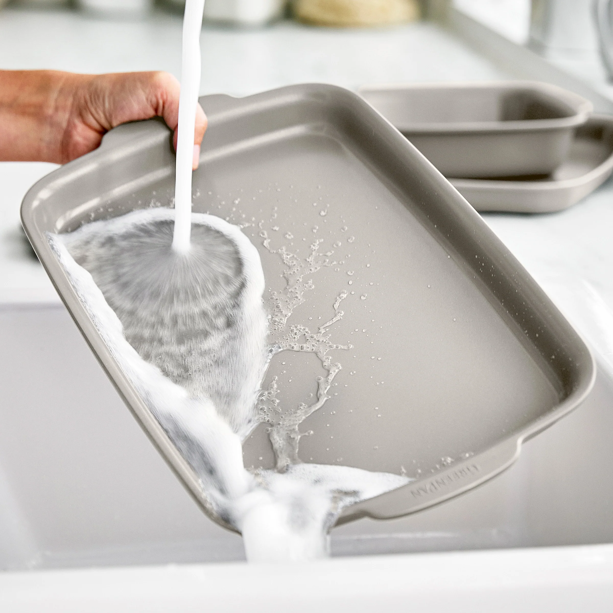 Premiere Ovenware Ceramic Nonstick 13 x 9 Quarter Sheet Pan Set | Taupe