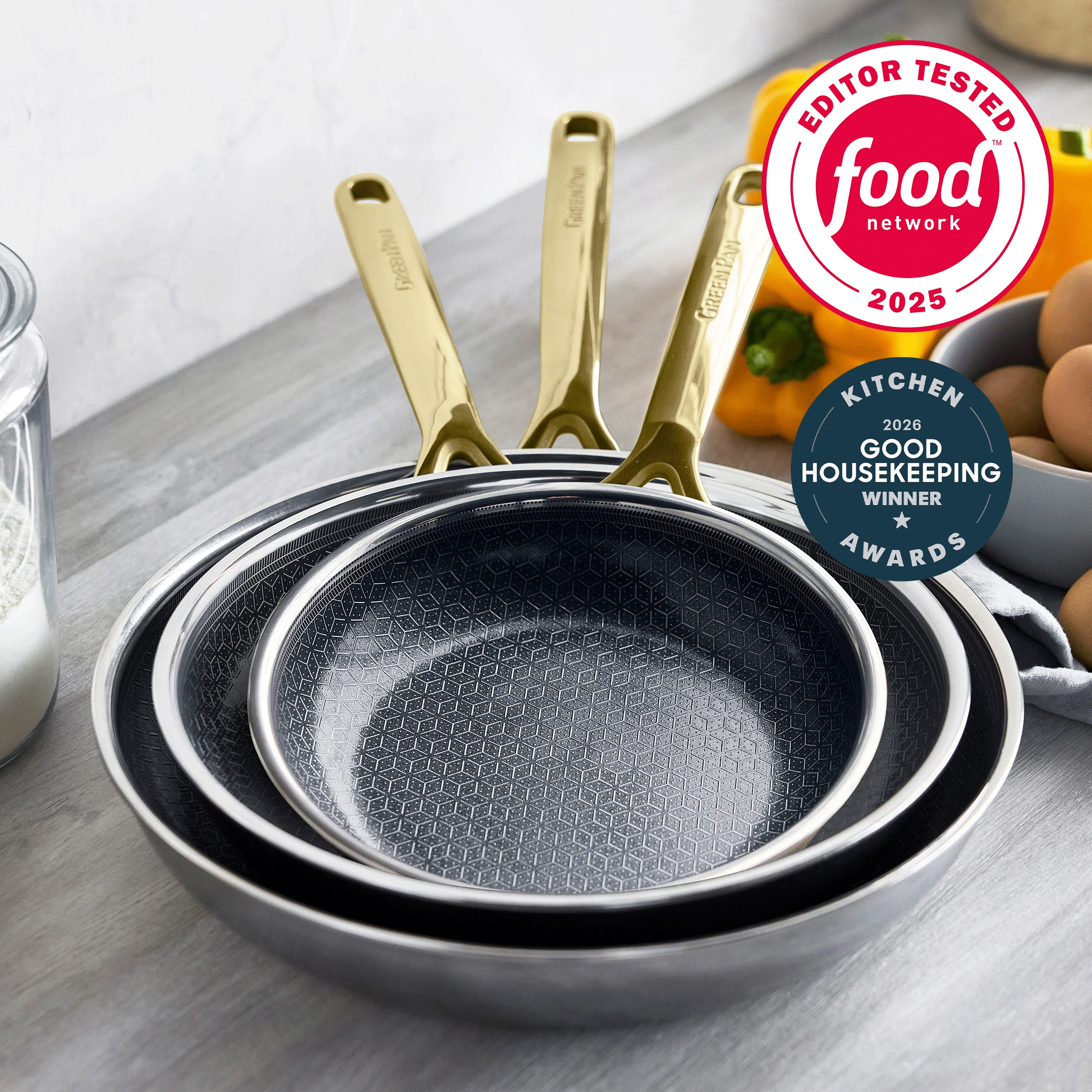 Spectra Gold Thermobond Hybrid Ceramic Nonstick 8, 10 and 12 Frypan Set