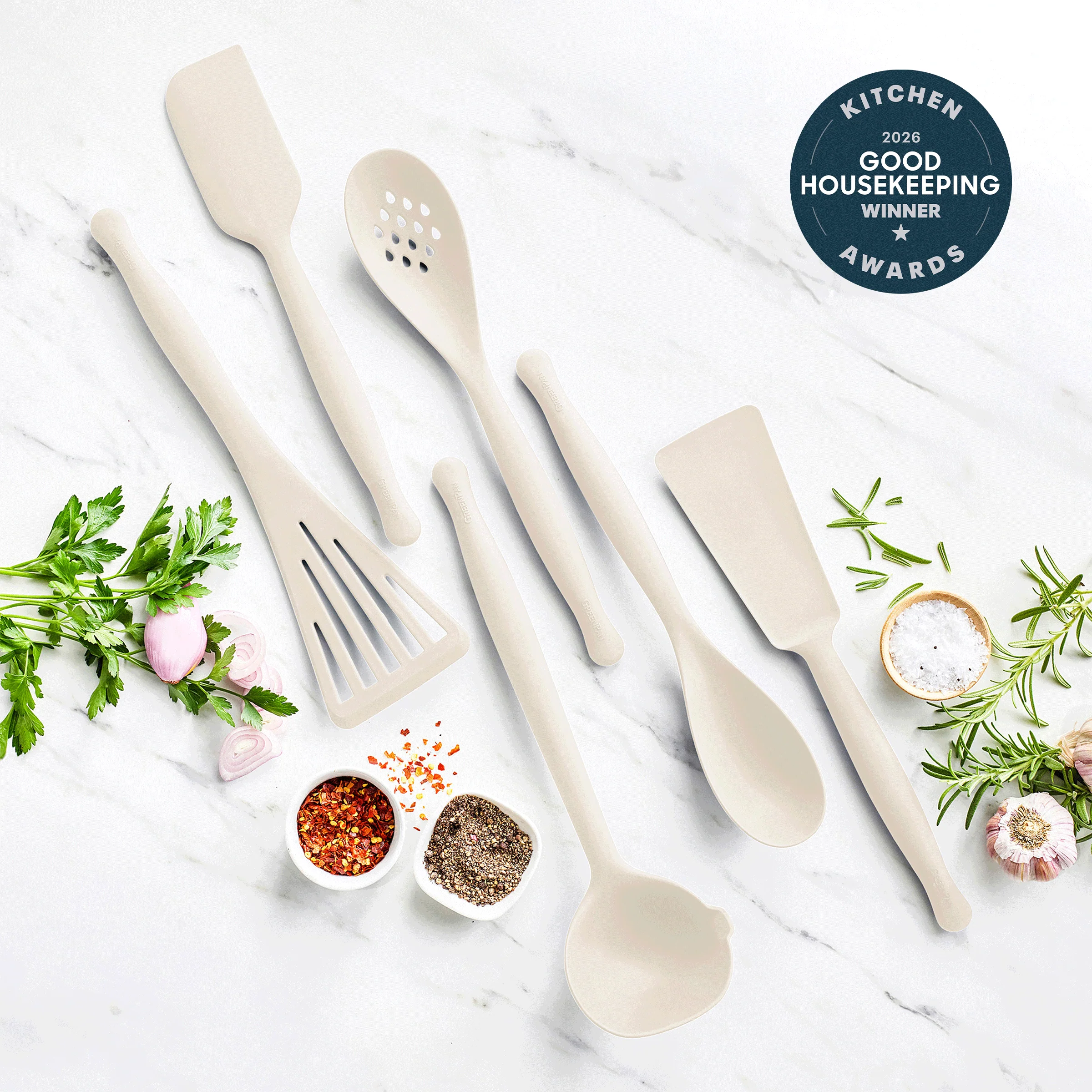 Premiere Silicone 6-Piece Utensil Set | Bisque