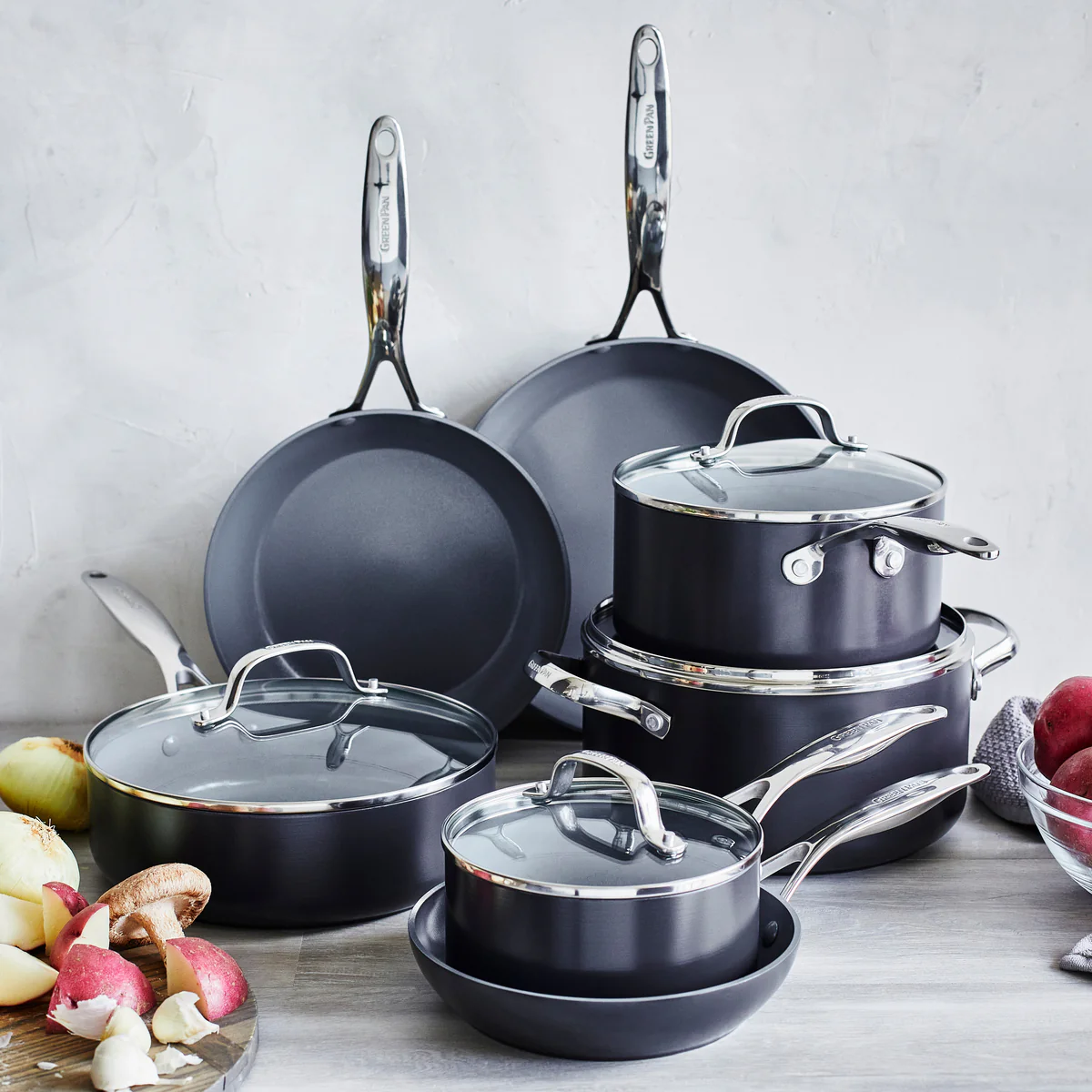 Valencia Pro Ceramic Nonstick 11-Piece Cookware Set | Gray