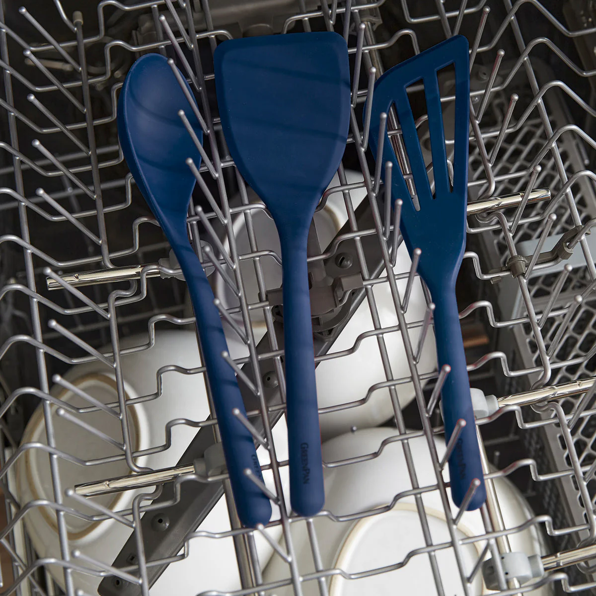 Platinum Silicone Tongs | Navy