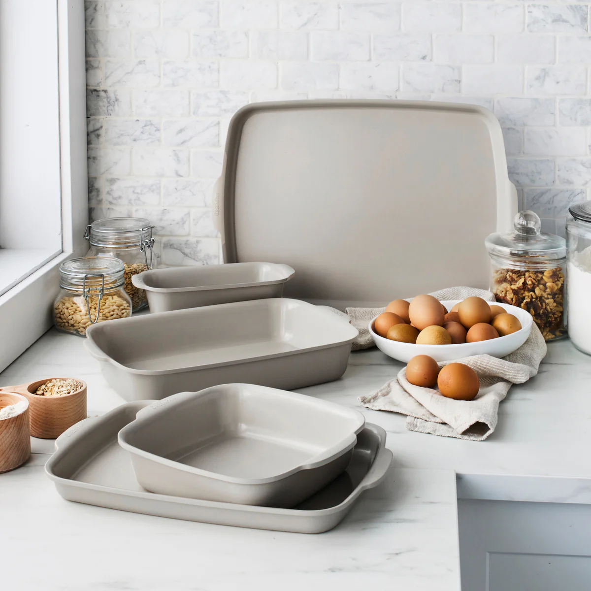 Premiere Ovenware Ceramic Nonstick 5-Piece Set | Taupe