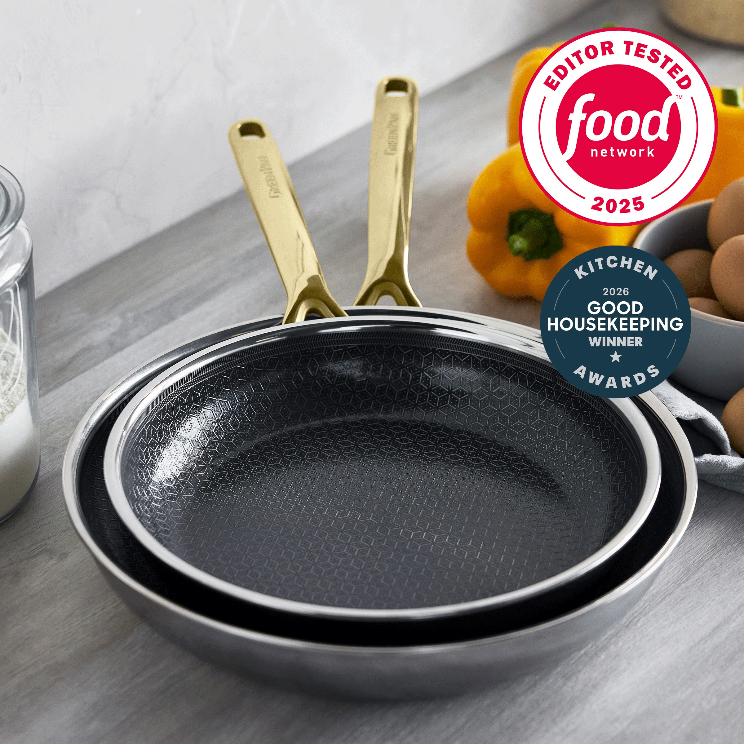 Spectra Gold Thermobond Hybrid Ceramic Nonstick 10 and 12 Frypan Set