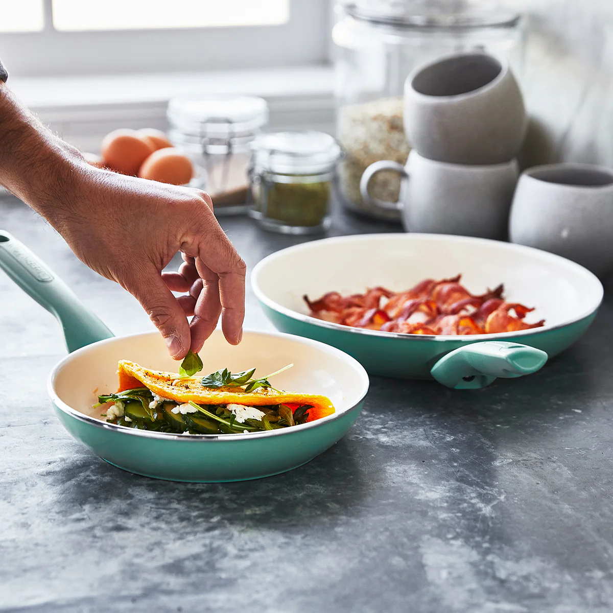 Rio Ceramic Nonstick 8 and 10 Frypan Set | Turquoise