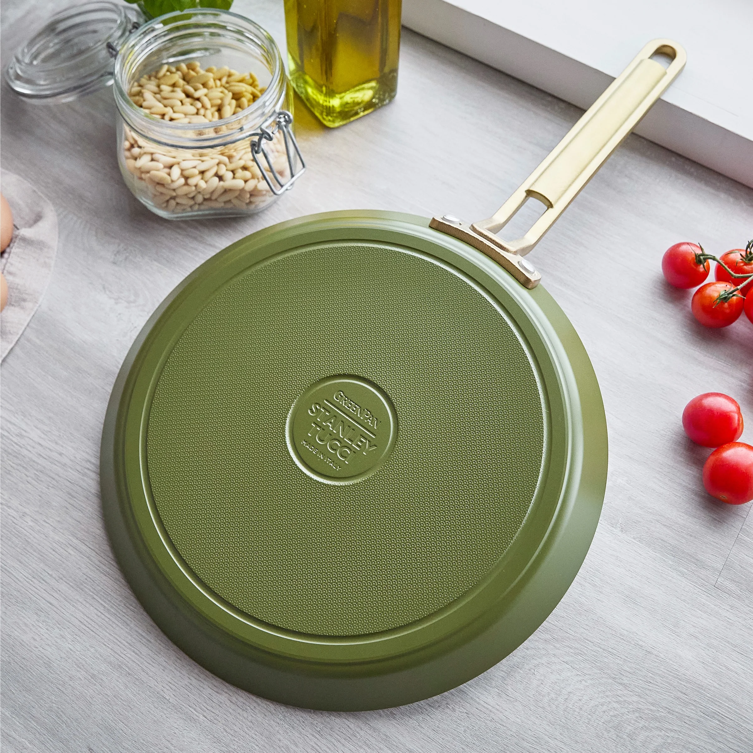 Stanley Tucci™ Ceramic Nonstick 10 Crepe and Omelette Pan | Tuscan Olive