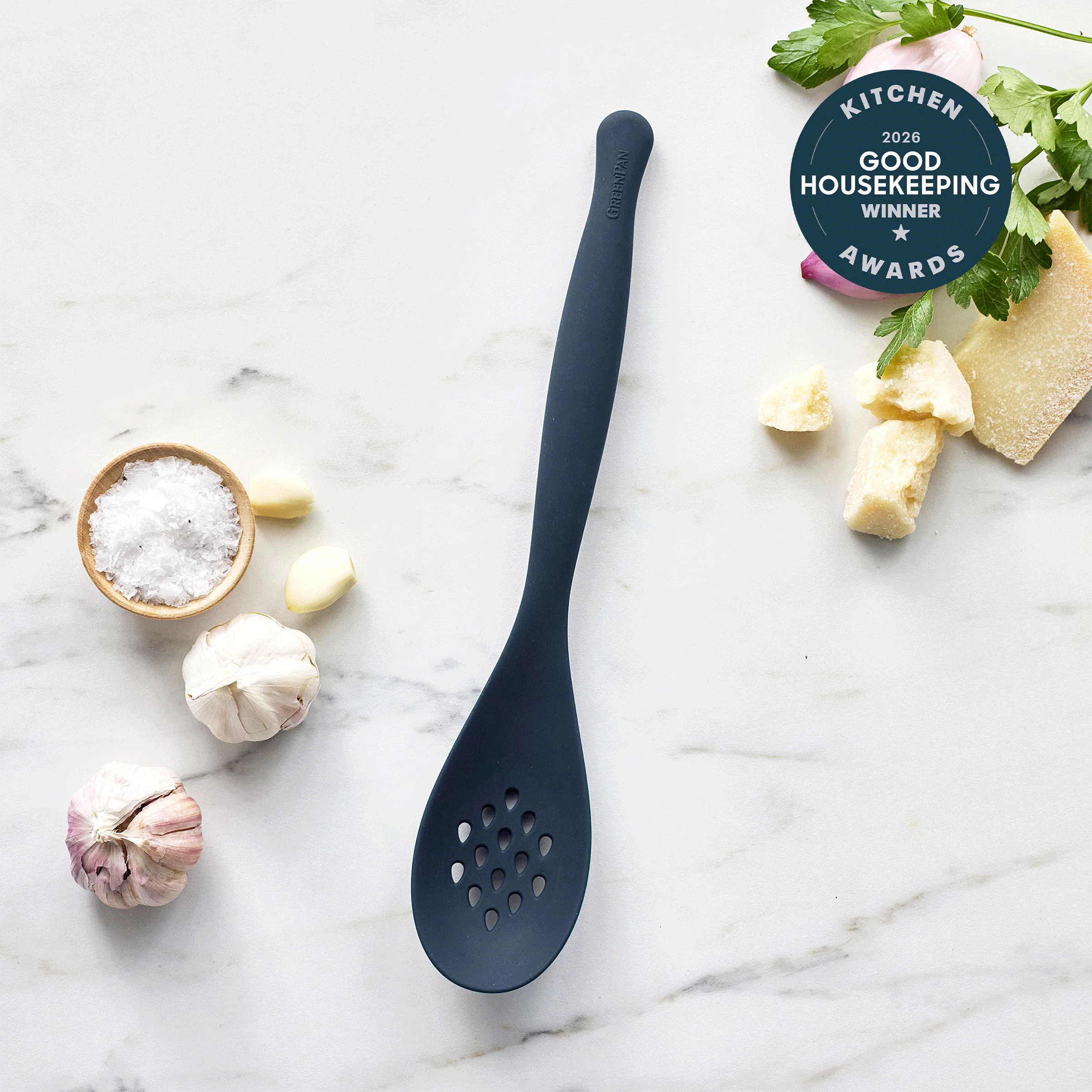 Premiere Silicone Slotted Spoon | Oxford Blue
