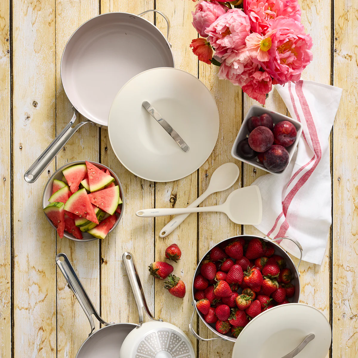 Nova Ceramic Nonstick 8 and 10 Frypan Set | Cream