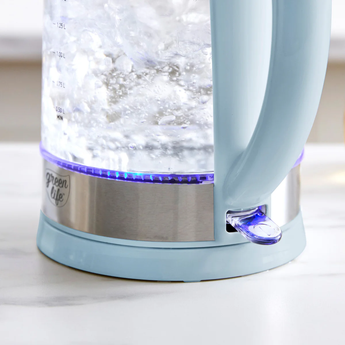 GreenLife Qwik & EZ Glass Kettle | Blue Haze