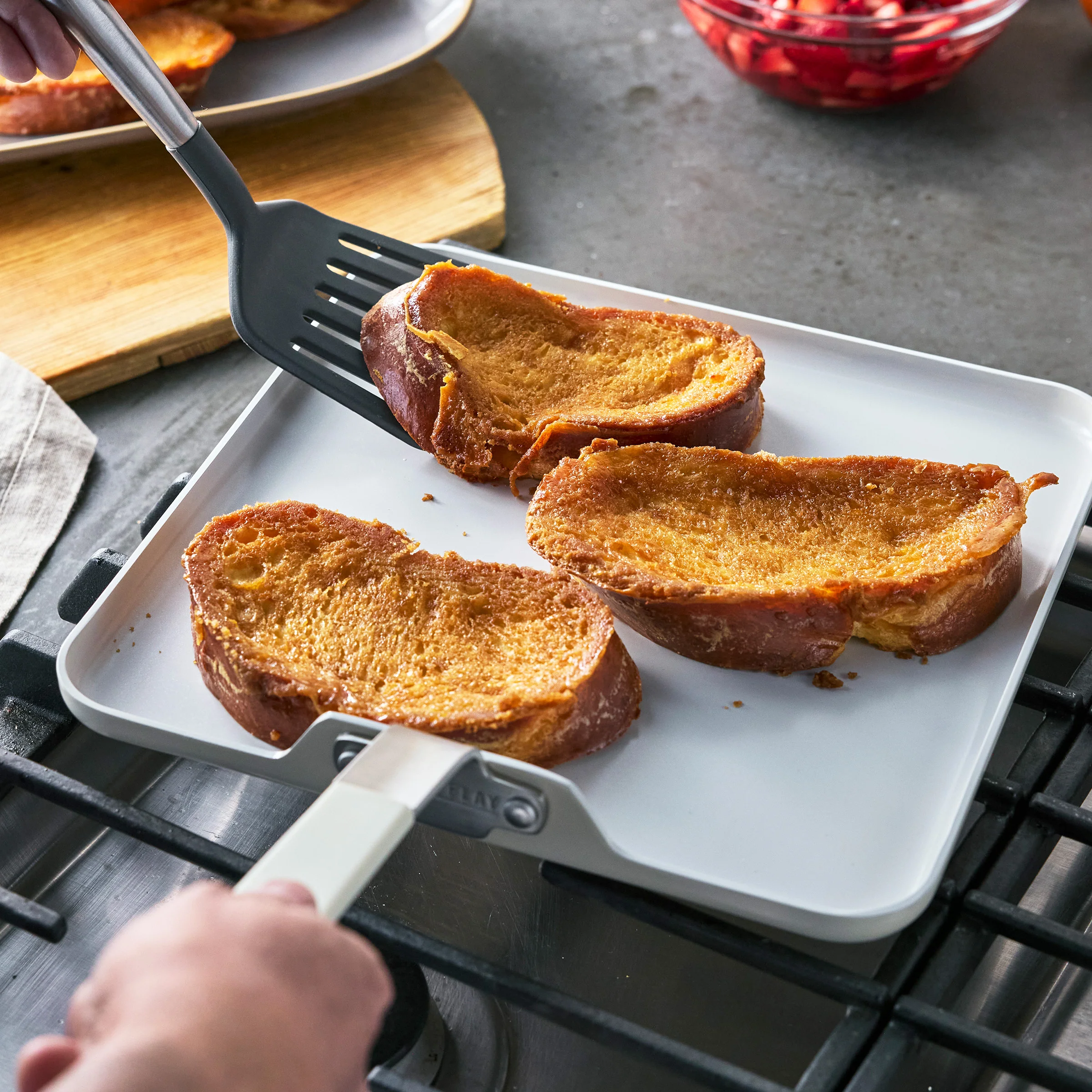 Bobby Flay by GreenPan Professional Ceramic Nonstick 11 Square Griddle | Cream