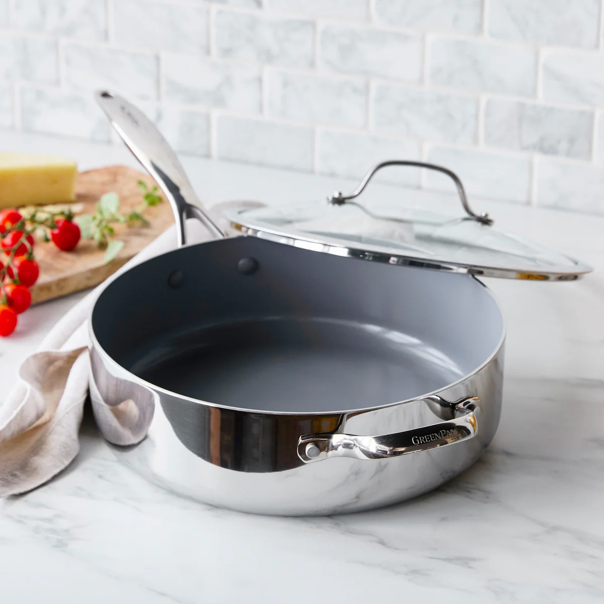 Valencia Pro Stainless Steel 5-Quart Sauté Pan with Lid