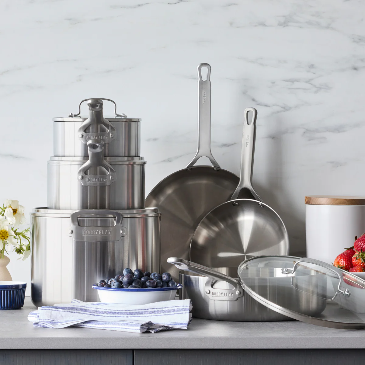 Bobby Flay by GreenPan Chef Series Uncoated Stainless Steel 10-Piece Cookware Set