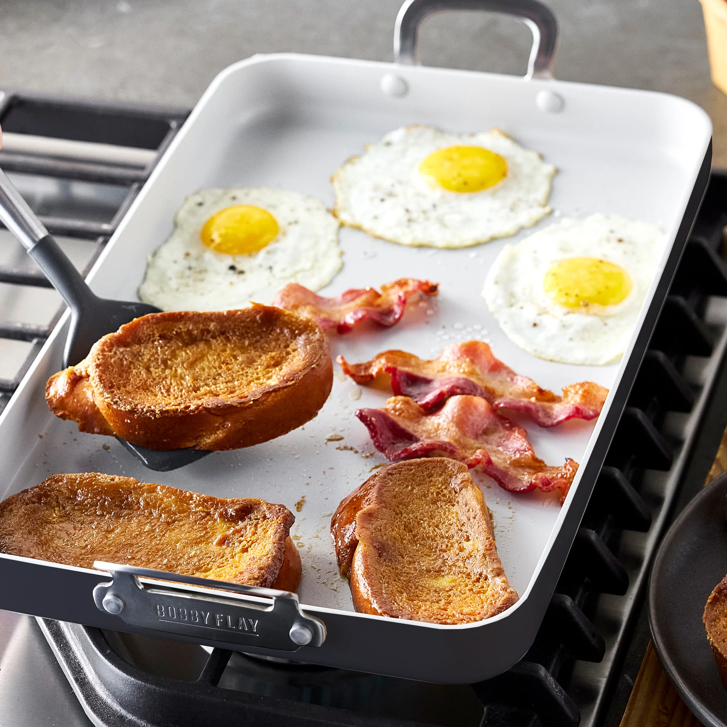 Bobby Flay by GreenPan Professional Ceramic Nonstick 18 x 11 Double Burner Griddle | Graphite