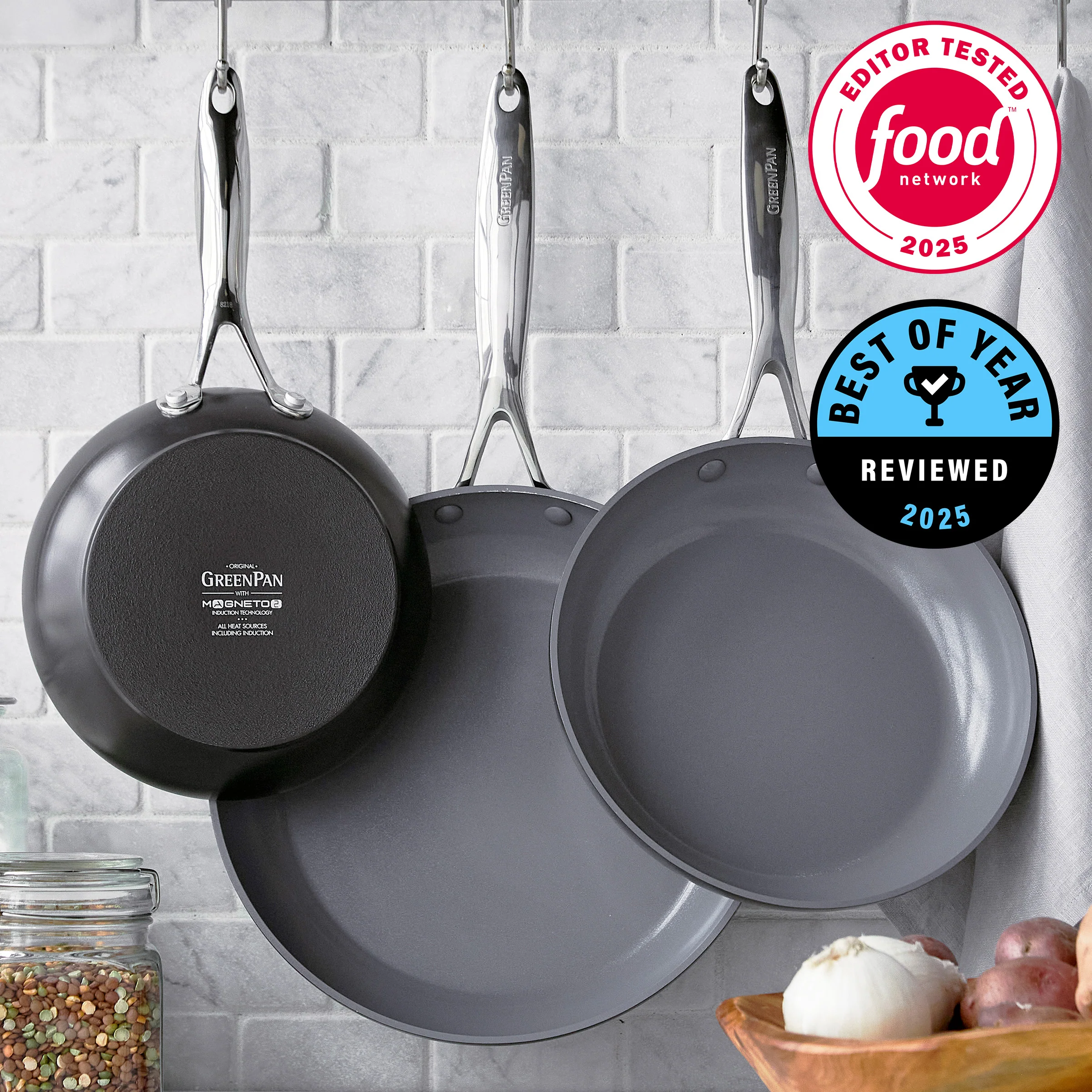 Valencia Pro Ceramic Nonstick 8, 9.5, and 11 Frypan Set | Gray