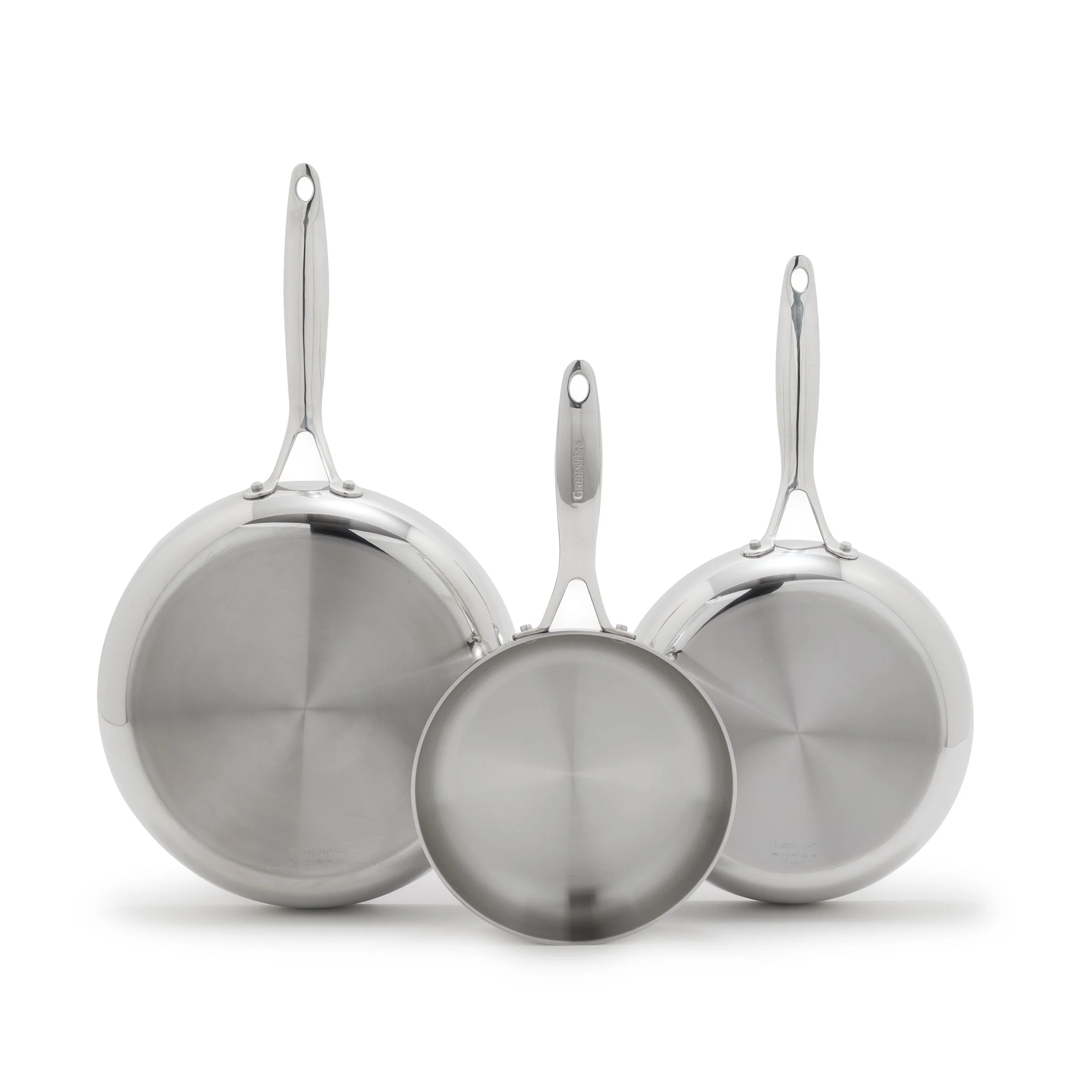 Valencia Pro Stainless Steel Uncoated 8, 9.5 and 11 Frypan Set