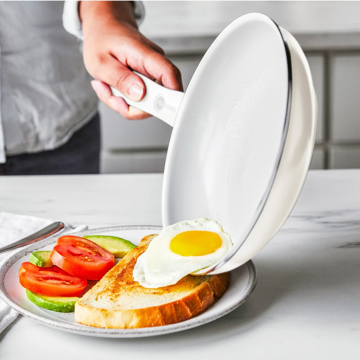 Dover Ceramic Nonstick 8 Frypan with Spatula | Cream White