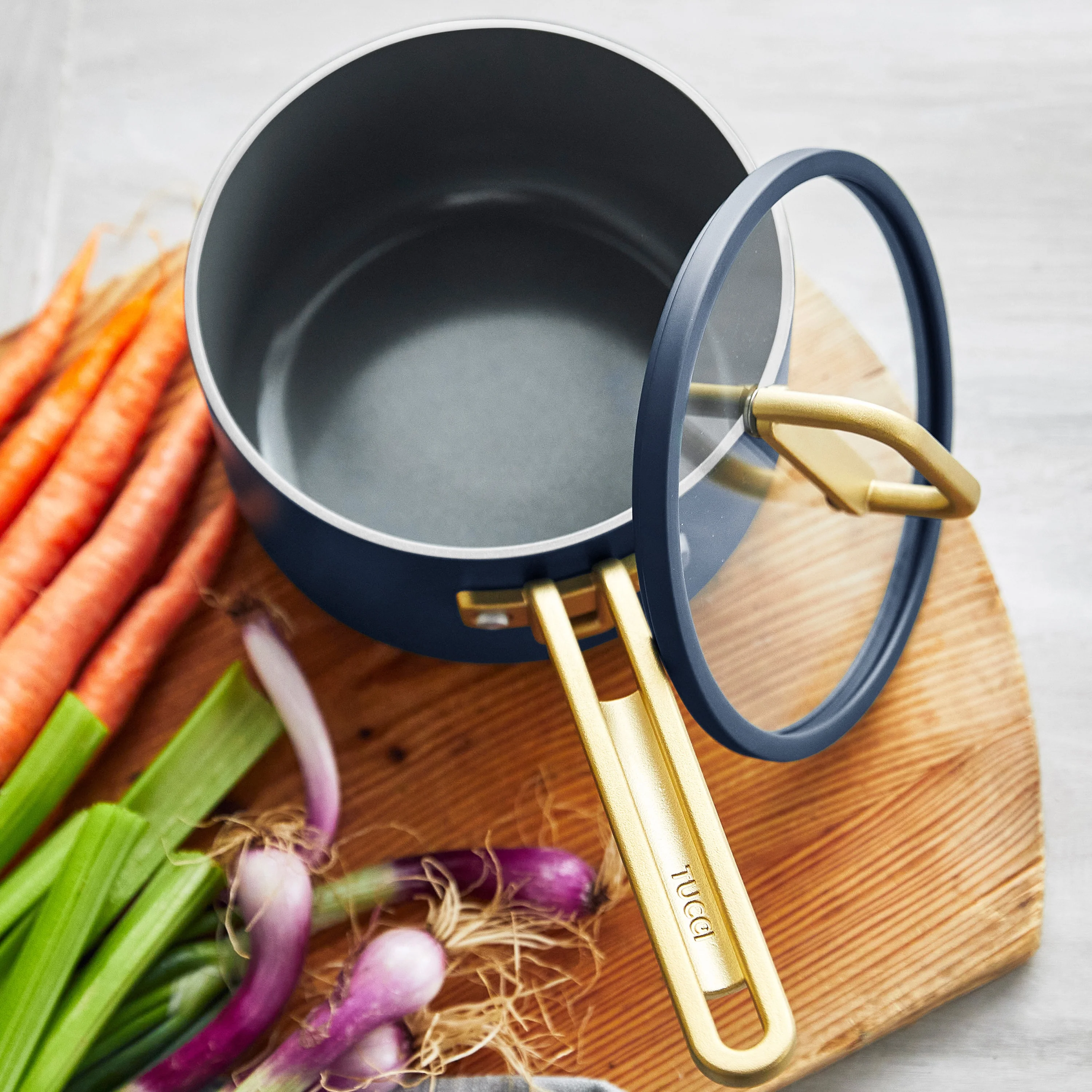 Stanley Tucci™ Ceramic Nonstick 4-Quart Saucepan with Lid | Marino Blue